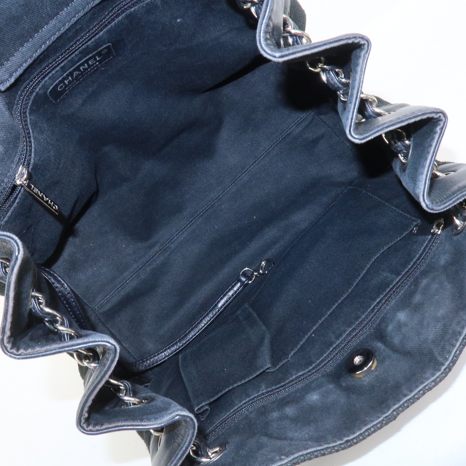 CHANEL COCO Mark Canvas Leather Chain Shoulder Bag Black