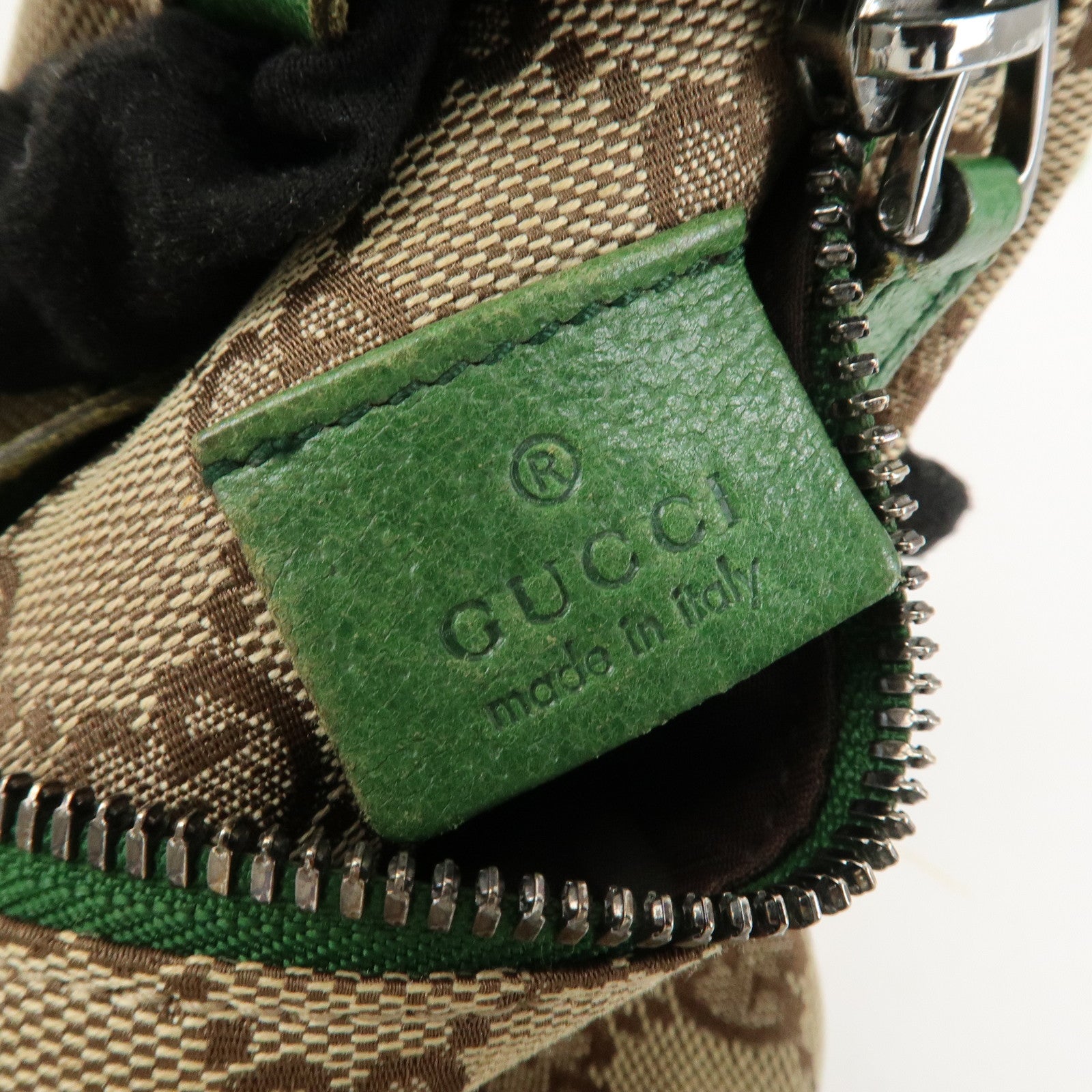 GUCCI GG Canvas Leather Waist Bag Crossbody Bag Beige Green 28566 Used