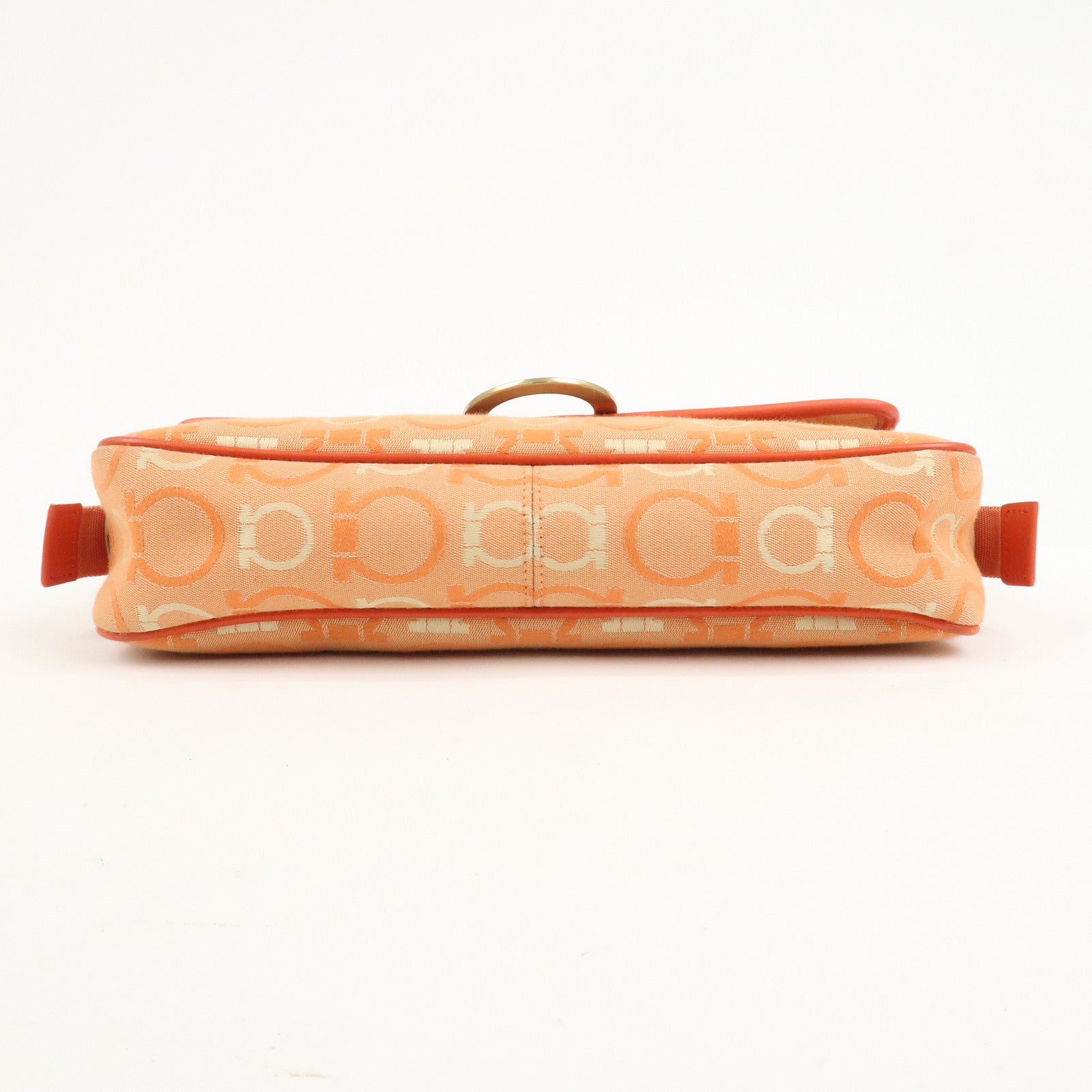 Ferragamo Gancini Canvas Leather Shoulder Bag Orange