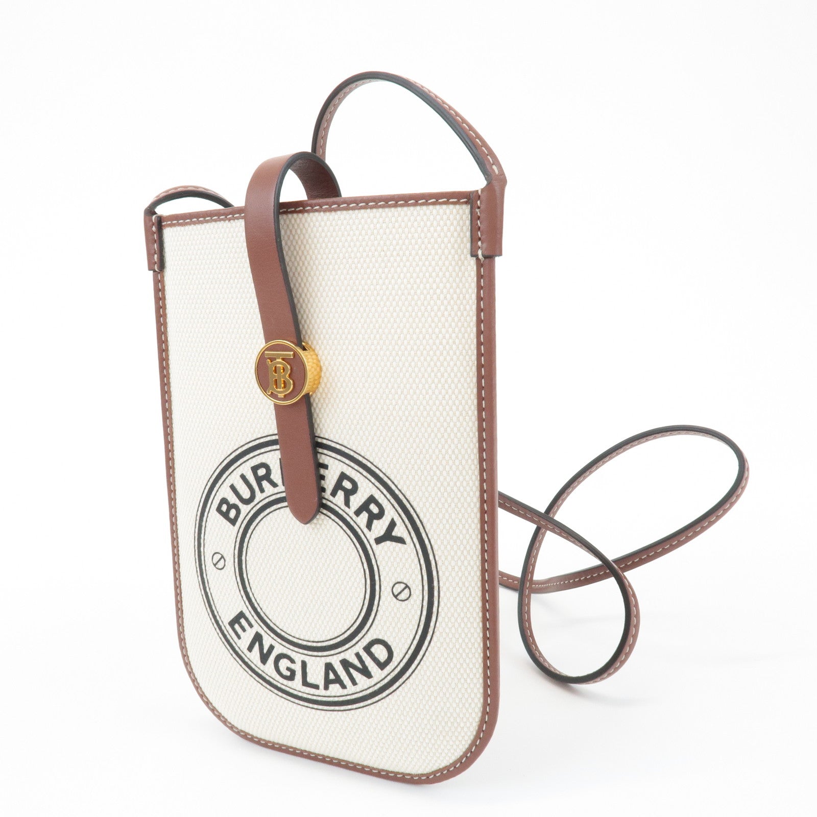 BURBERRY ANNE Phone CB Canvas Leather Smart Phone Shoulder Bag