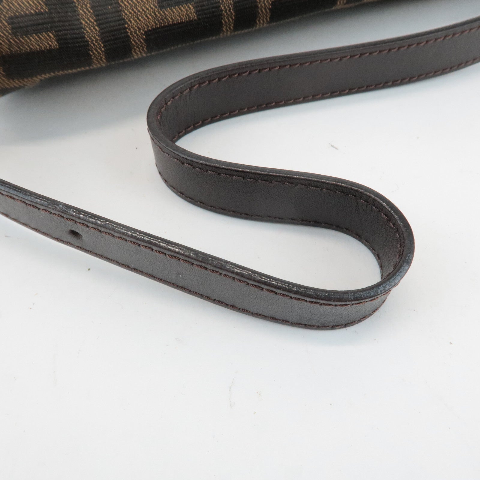 FENDI Zucca Mamma Baguette Canvas Shoulder Bag 26424 Brown Black Used