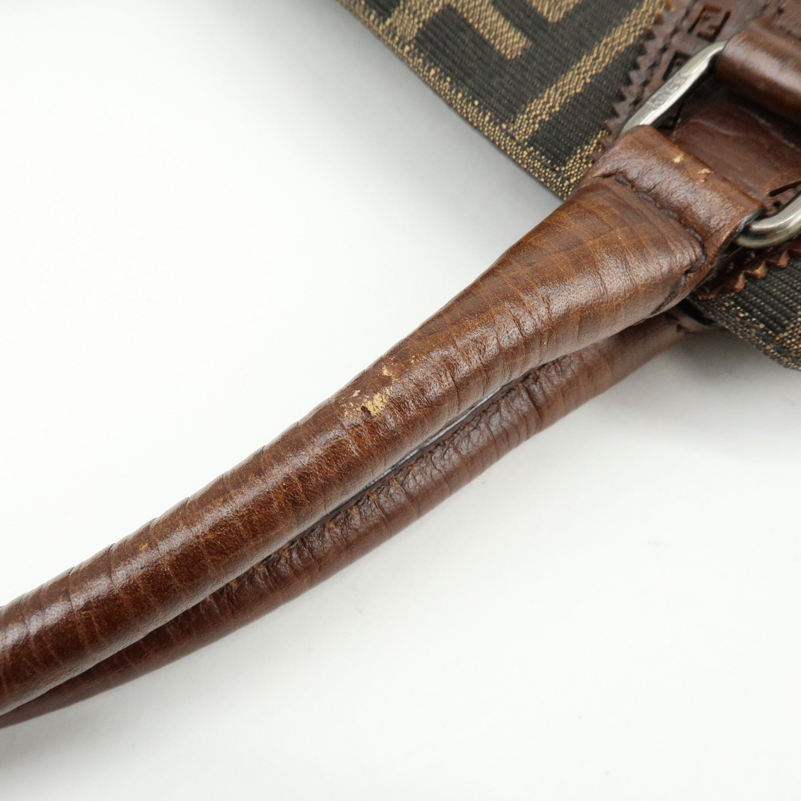 FENDI Zucca Ethnico Canvas Leather Tote Bag Shoulder Bag 8BN162