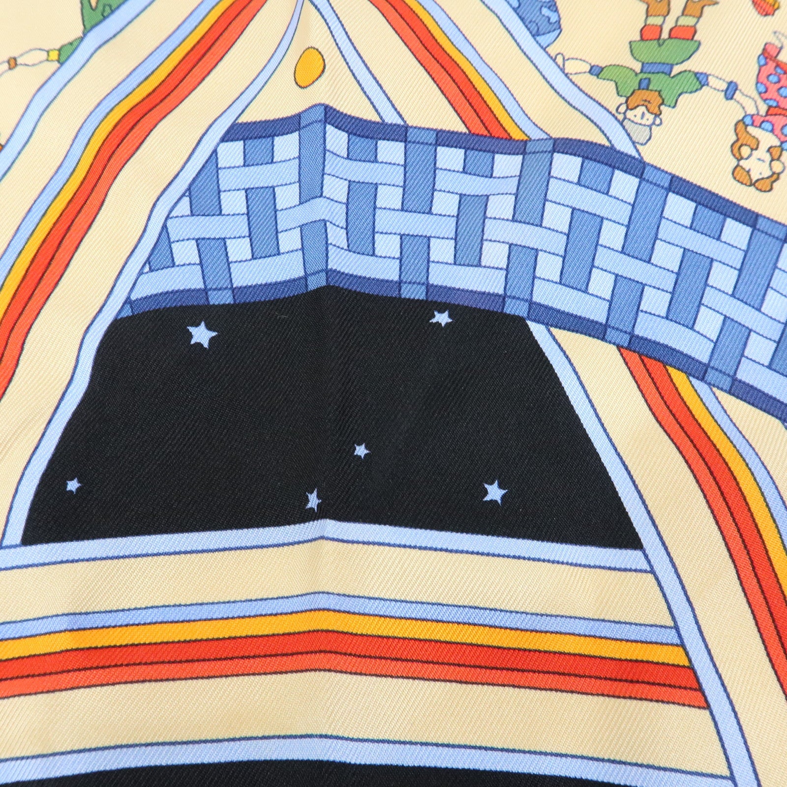 HERMES Carre 90 Silk 100% Scarf DONNER LA MAIN Black Beige