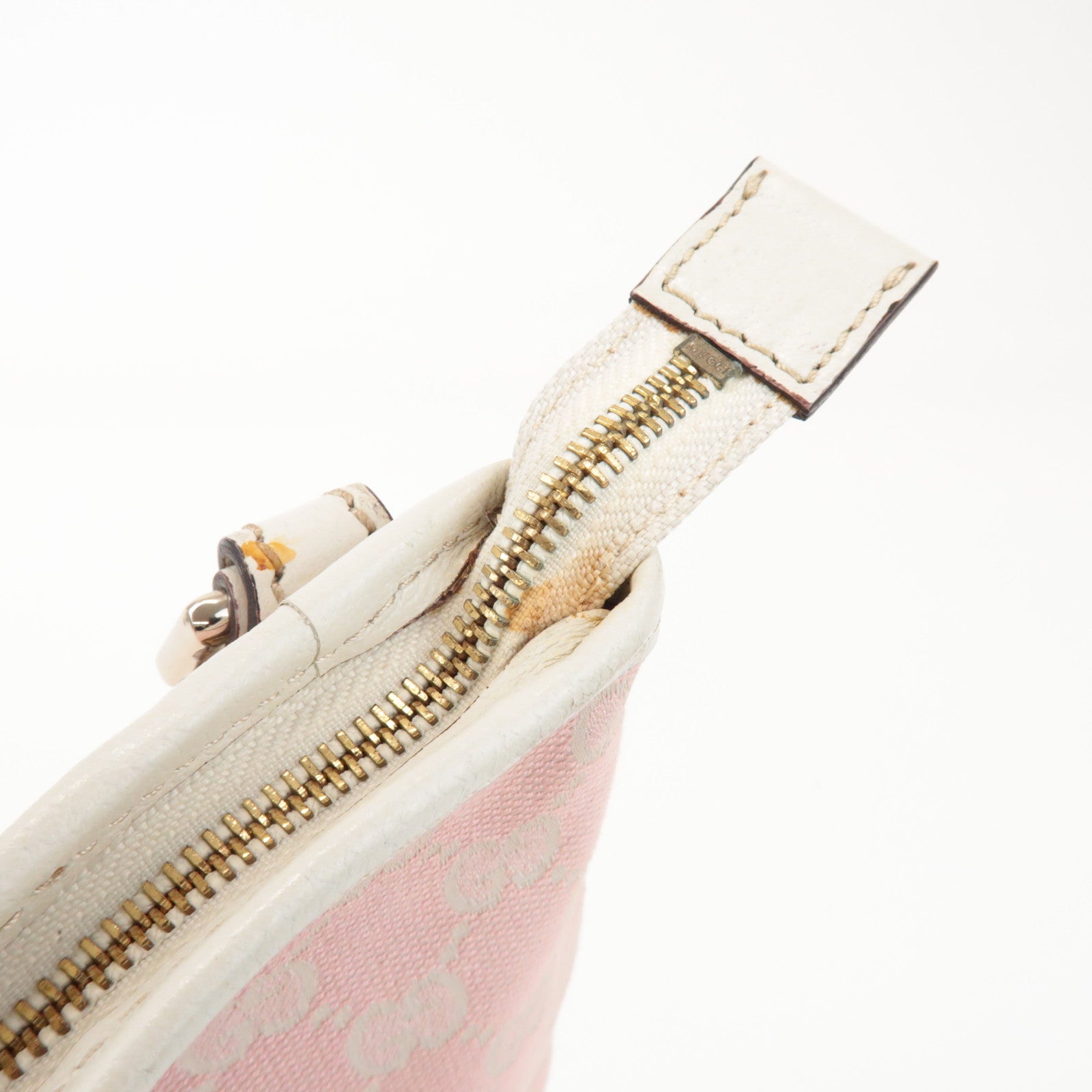 GUCCI Sherry GG Canvas Leather Shoulder Bag Pink 144388