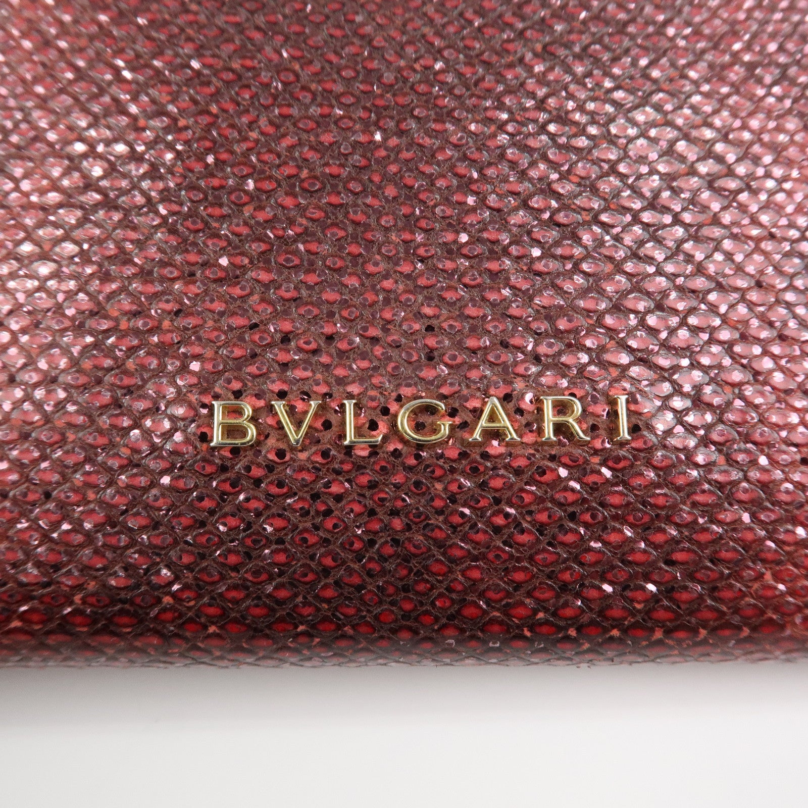 BVLGARI Serpenti Chain Strap Long Wallet Python Embossed Pink