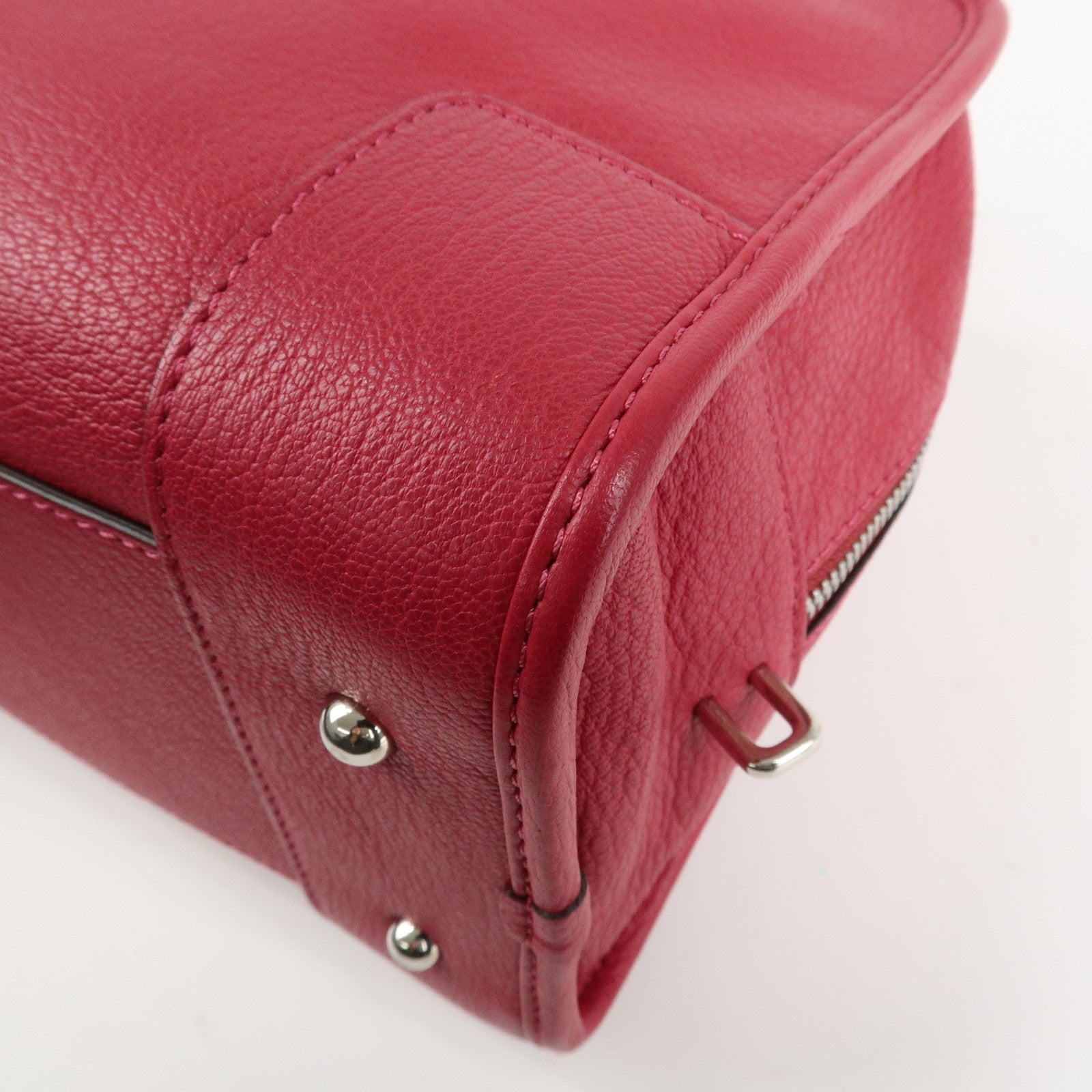 LOEWE Anagram Leather Amazona 28 Hand Bag Boston Bag Red Used