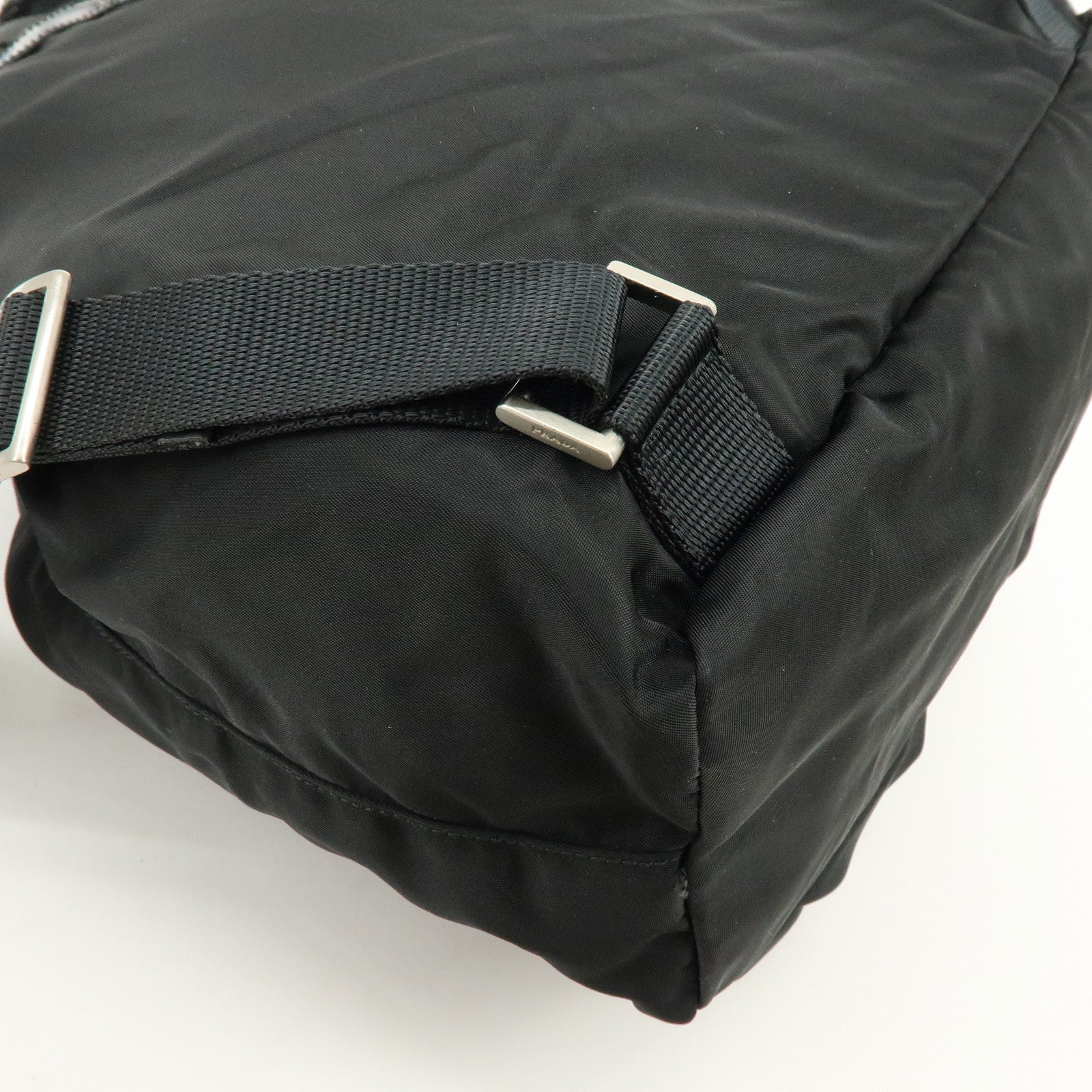 PRADA Logo Nylon Leather Back Pack Ruck Sack NERO Black 1BZ677