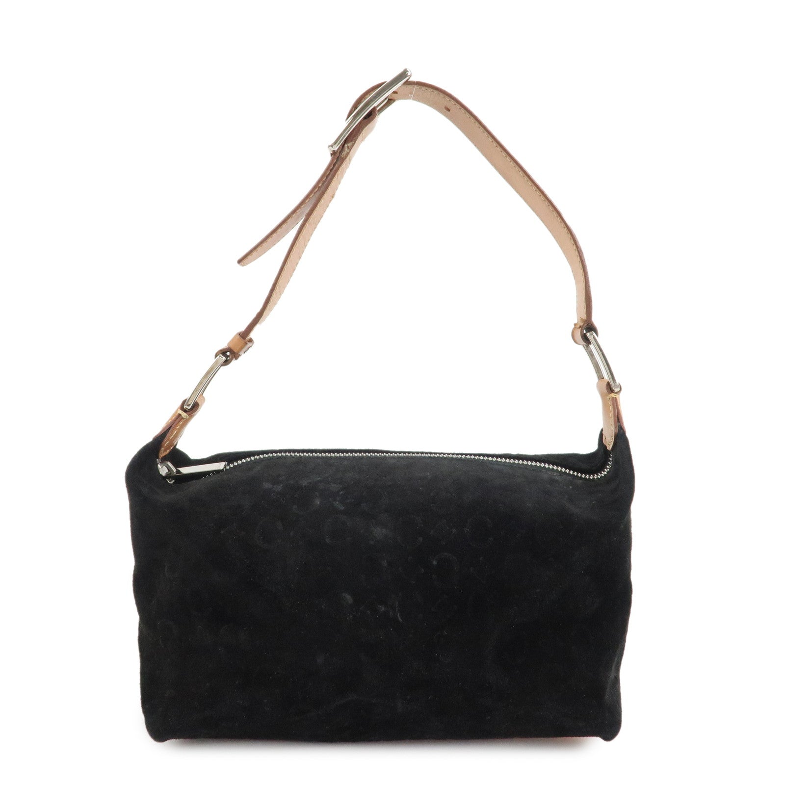 CELINE C Macadam Leather Suede Shoulder Bag Hand Bag Black Brown