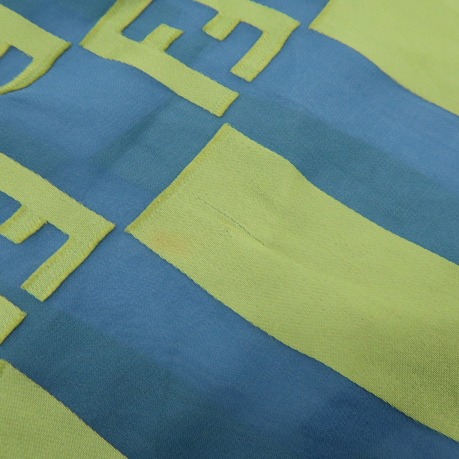 FENDI Zucca Rayon Silk Scarf Shawl Blue Light Green