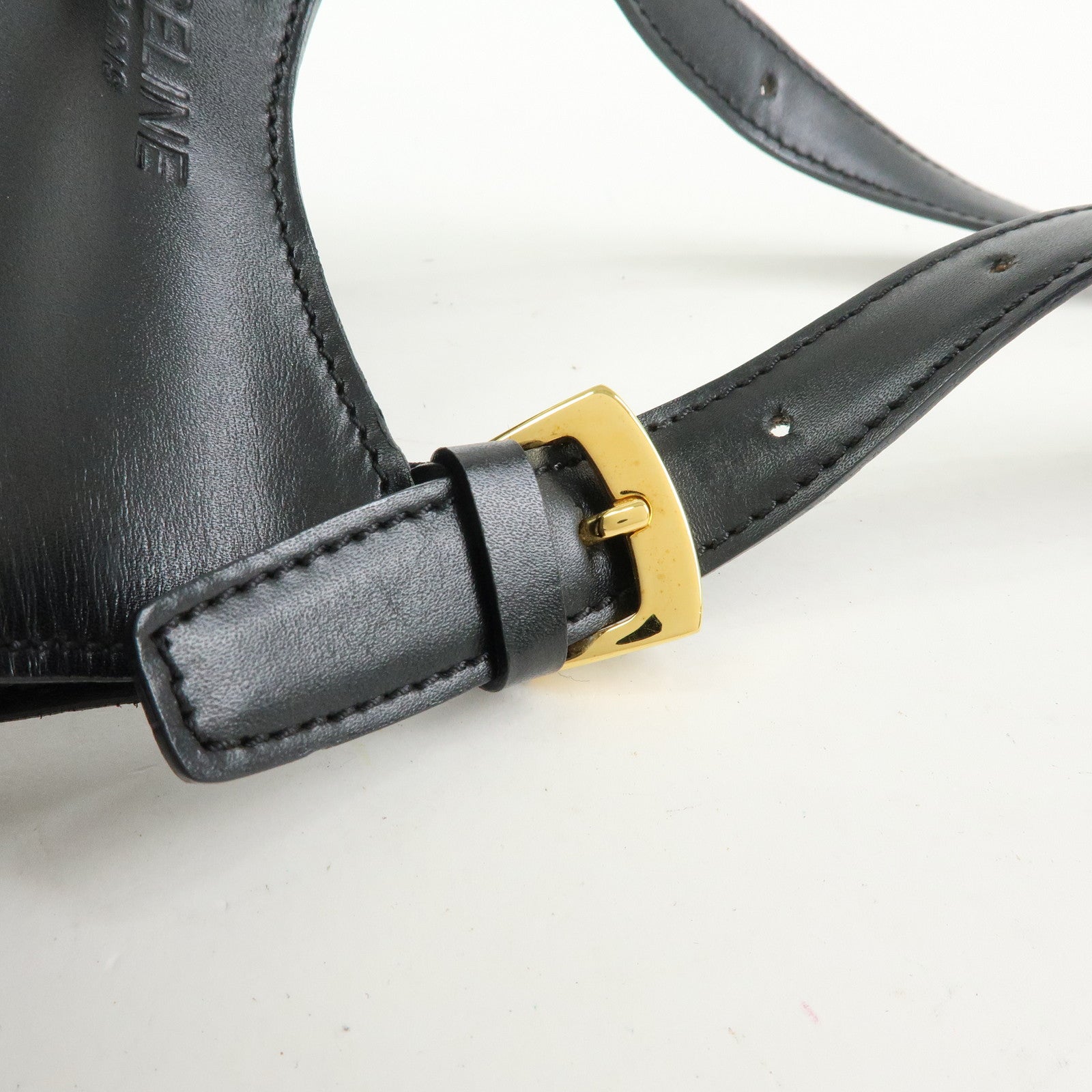 CELINE Leather Shoulder Bag Crossbody Bag Black