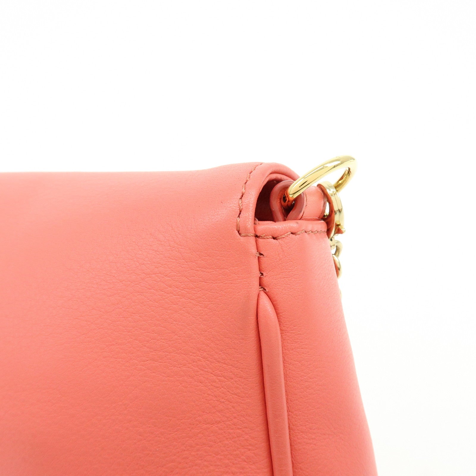 FENDI Leather Chain Shoulder Bag Purse Crossbody Bag Pink 8M0276