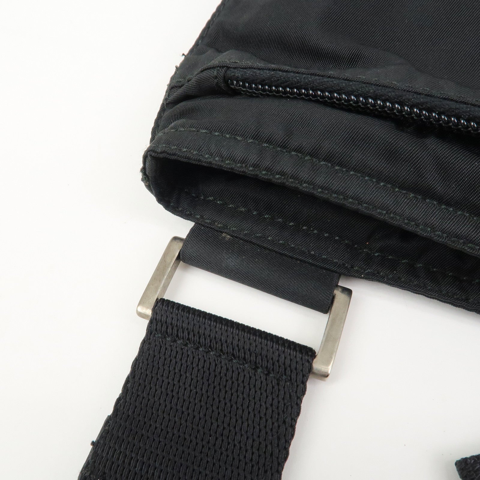 PRADA Triangle Logo Nylon Shoulder Bag Crossbody Bag Black BT7372