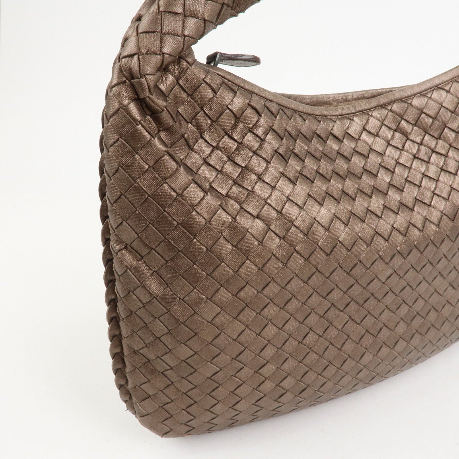 BOTTEGA VENETA Intrecciato Leather Shoulder Bag Metaric Brown