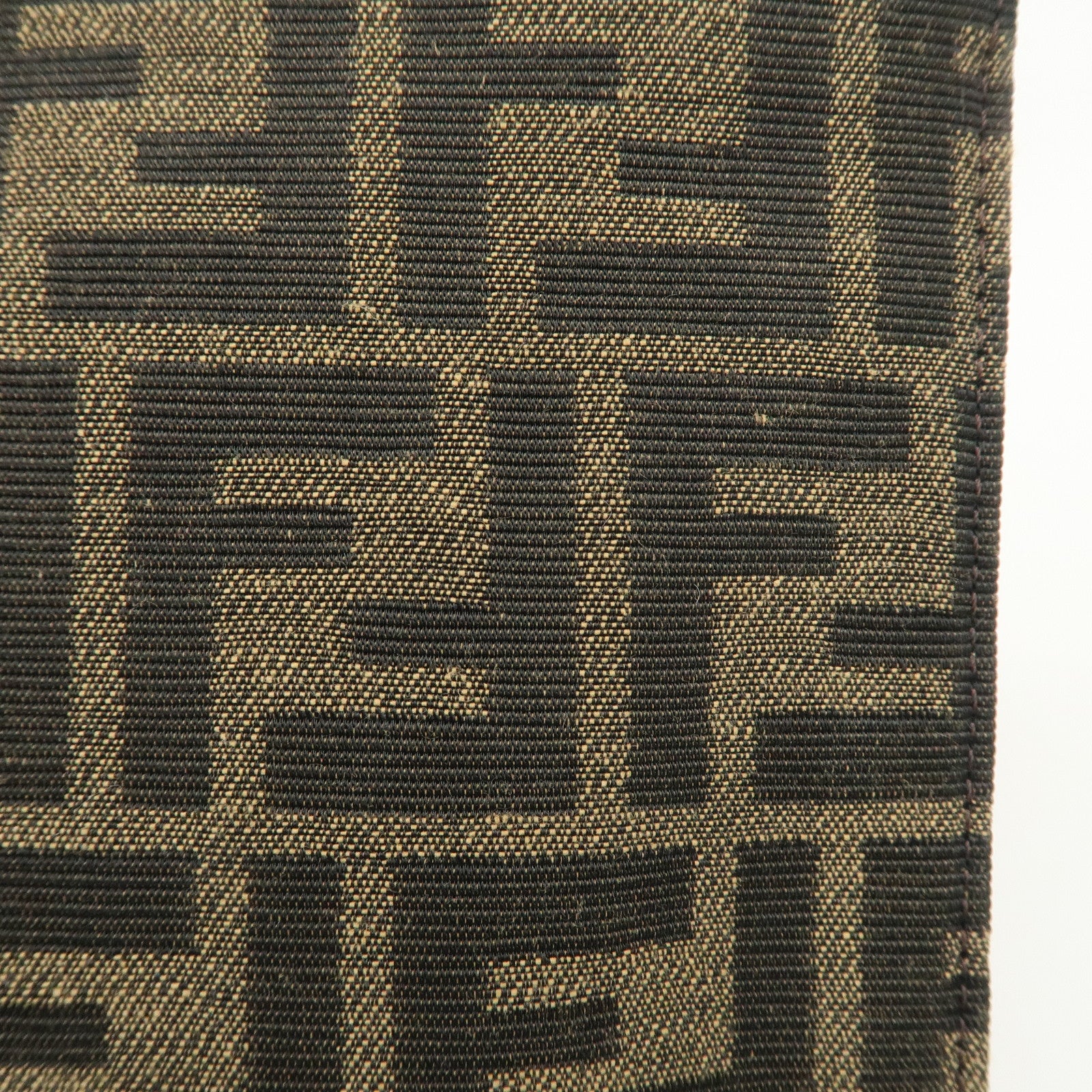 FENDI Zucca Leather Canvas Slim Clutch Bag Medium Brown 7N0134