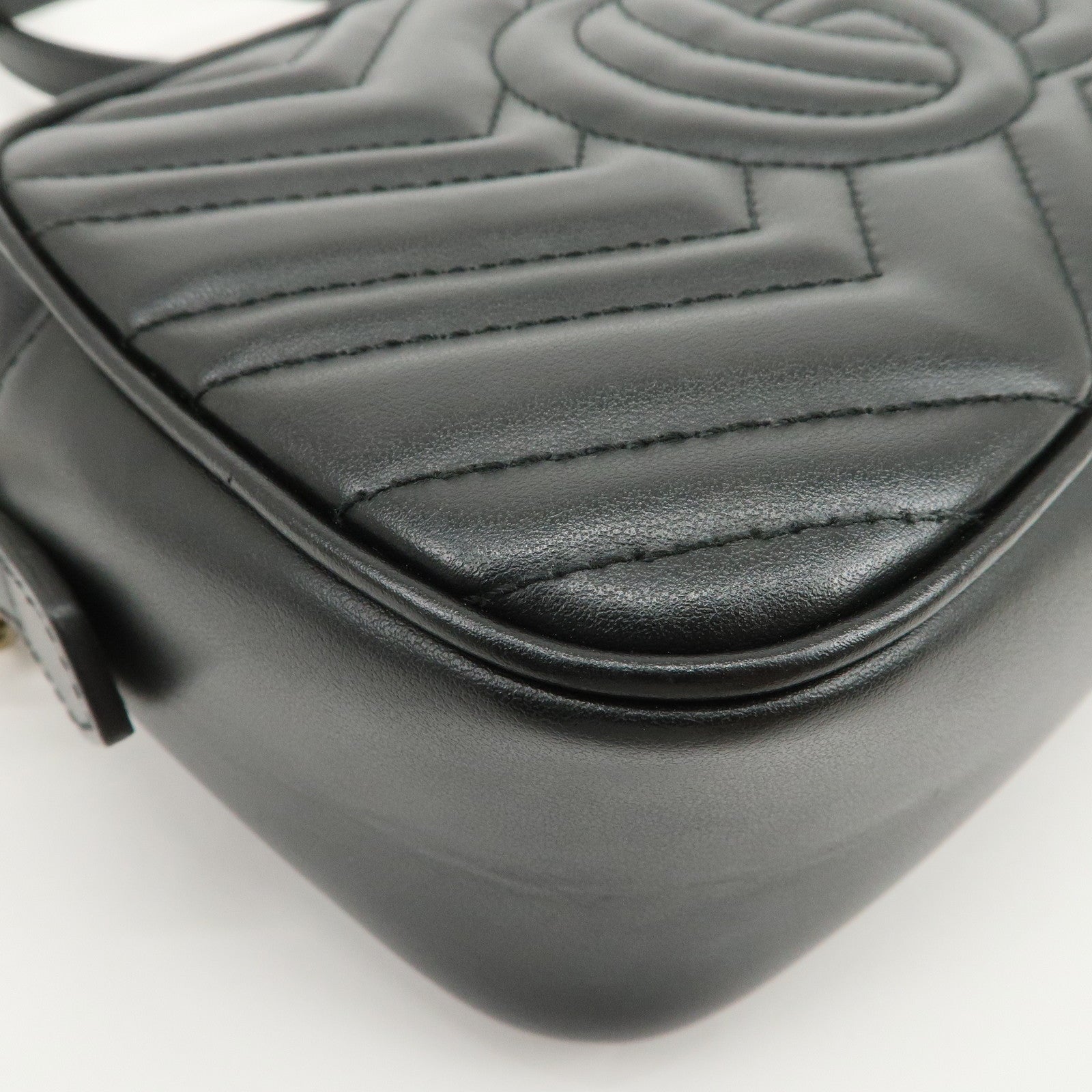 GUCCI GG Marmont Leather Shoulder Bag Crossbody Bag Black 447632