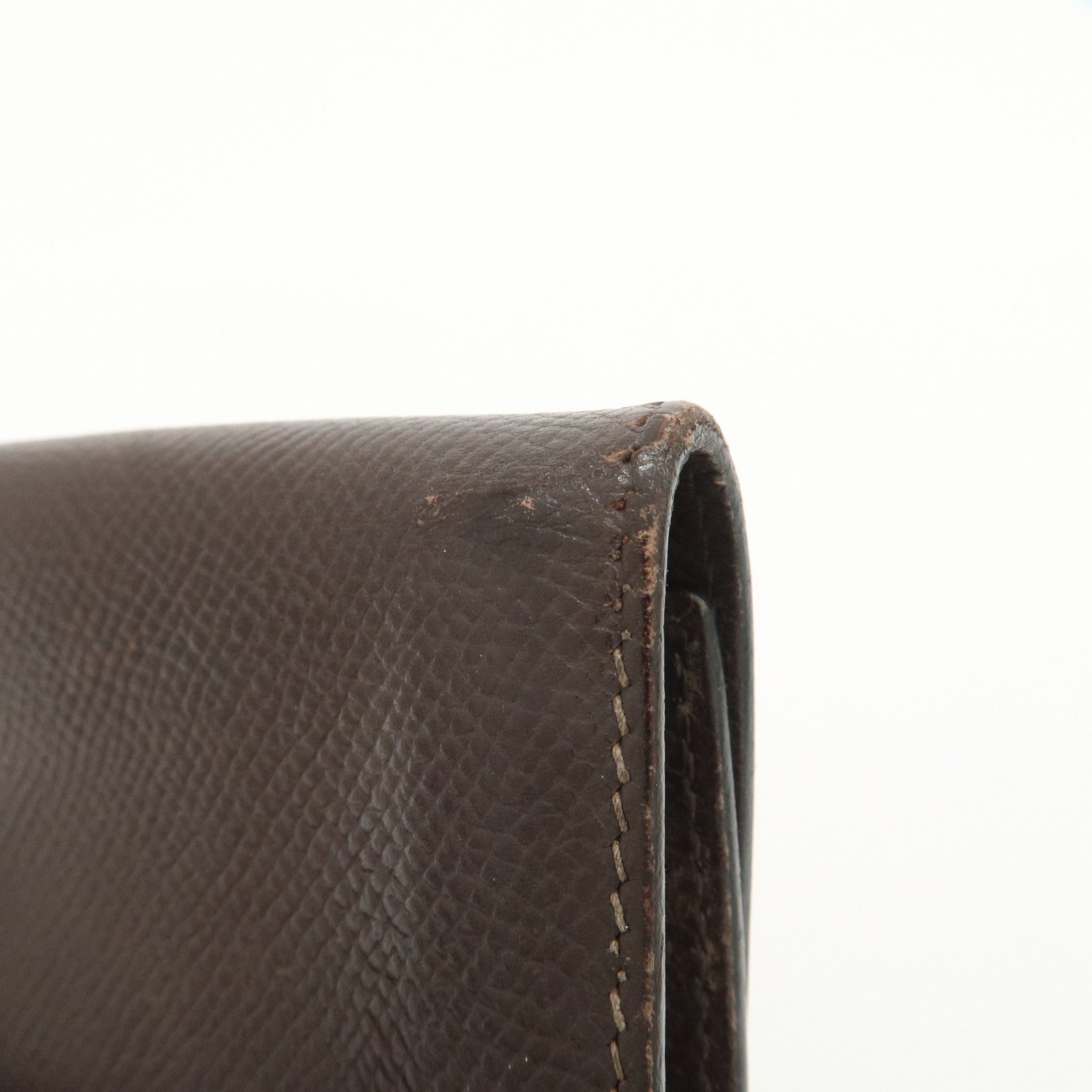 HERMES Etui Cles 4 Veau Epsom Leather L Stamped Key Case Dark Brown