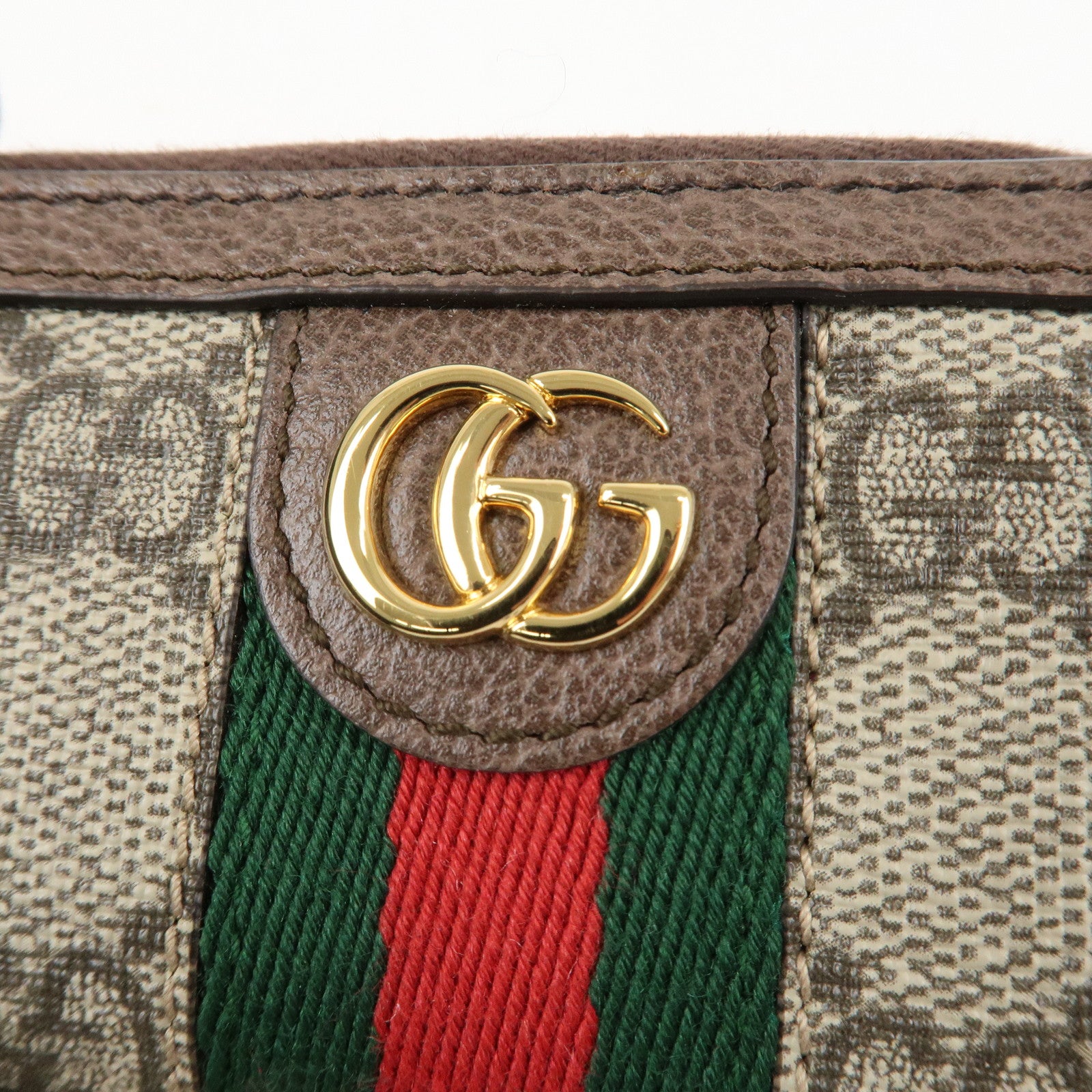 GUCCI Ophidia Sherry Zip Around Key Case Coin Case Beige Brown 523157 Used