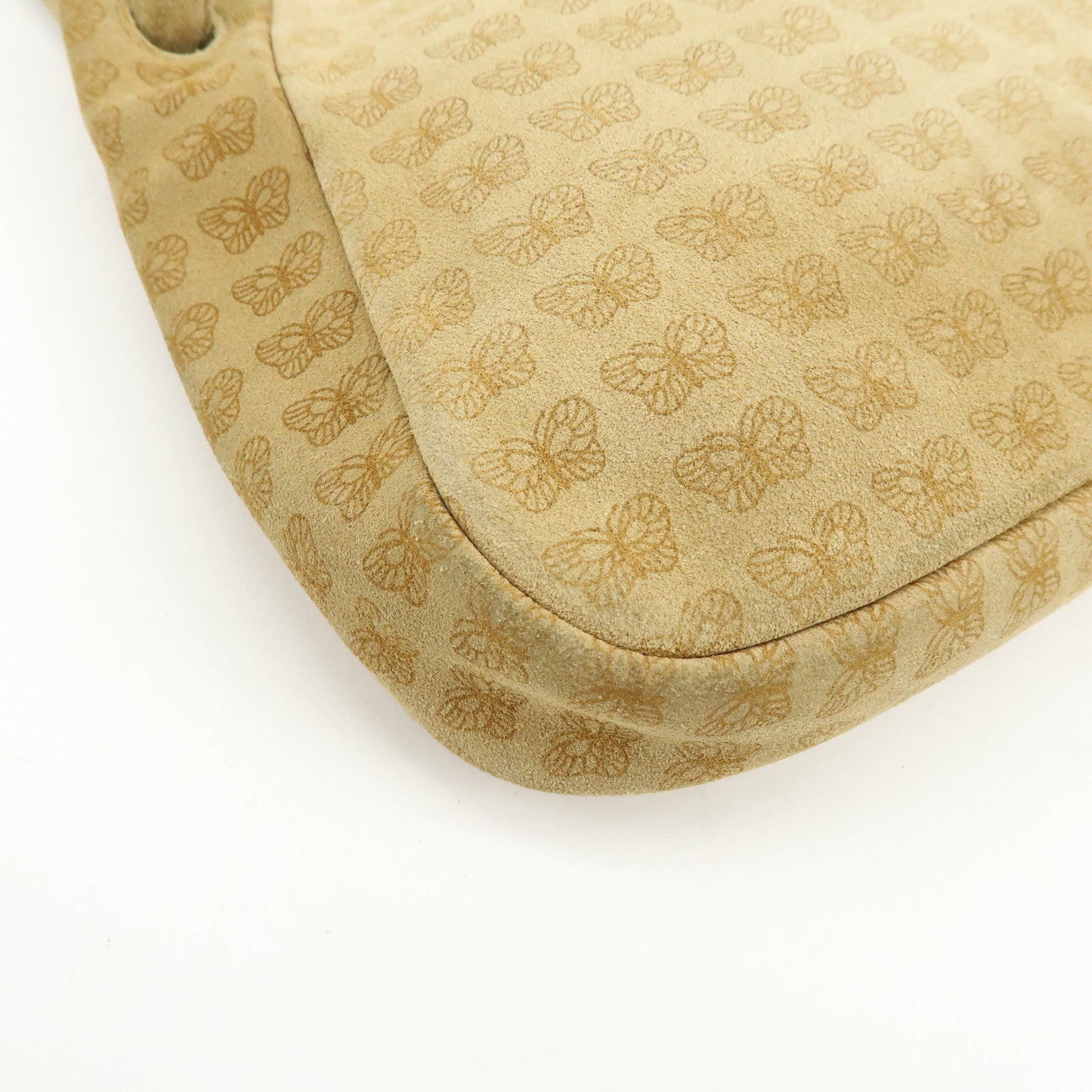 BOTTEGA VENETA Suede Butterfly Shoulder Bag Hand Bag Beige