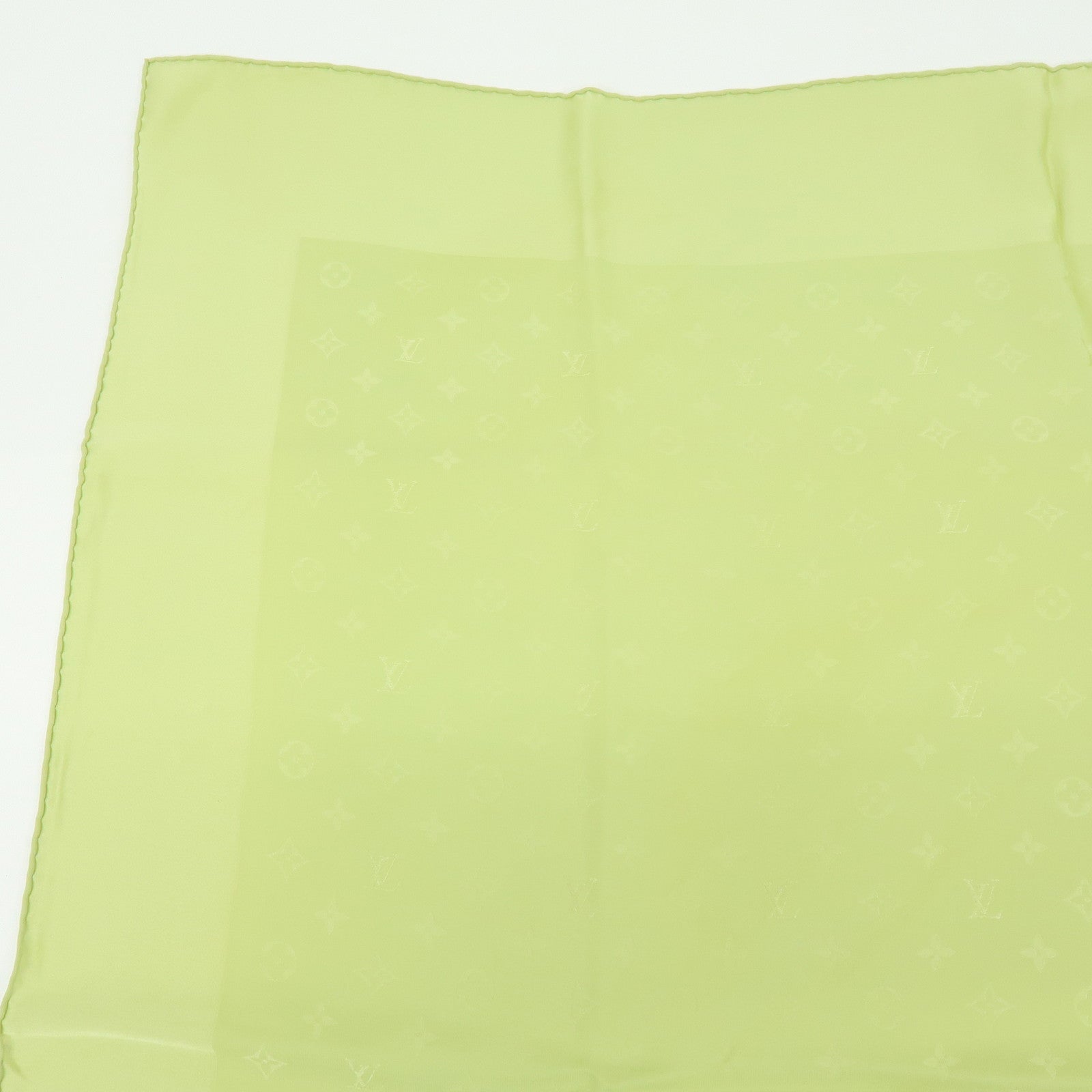 Louis Vuitton Monogram Silk 100% Scarf Shawl Light Green