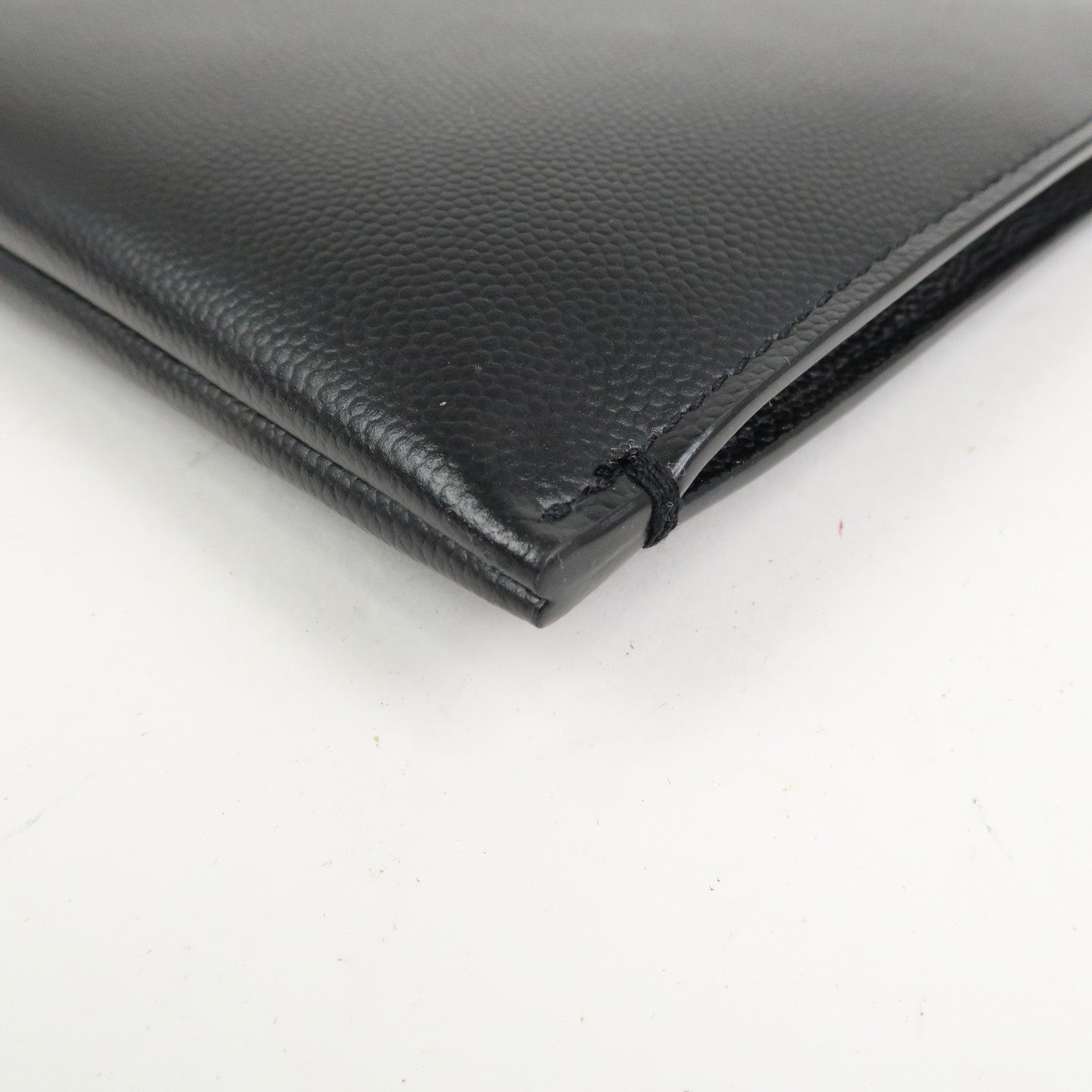 SAINT LAURENT PARIS Logo Leather Clutch Bag Black
