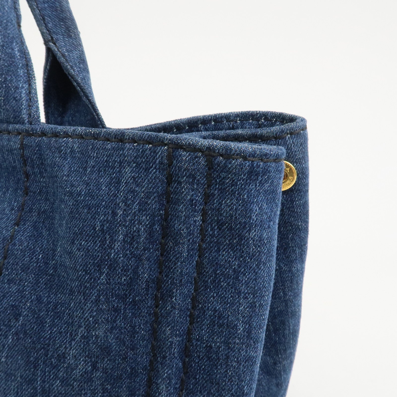 PRADA Denim Canapa Large 2Way Bag Tote Bag Shoulder Bag Navy B1872B