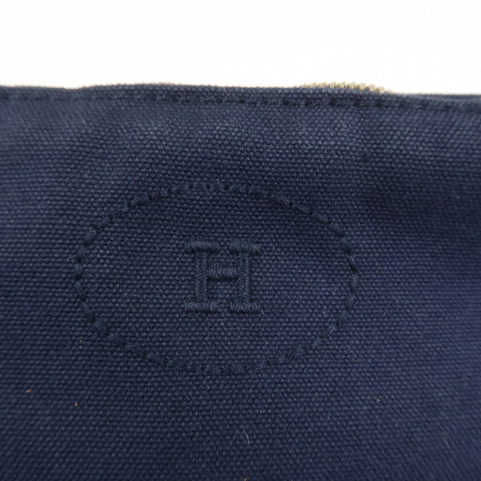 HERMES Canvas Leather Bolide Pouch MM Cosmetic Pouch Navy