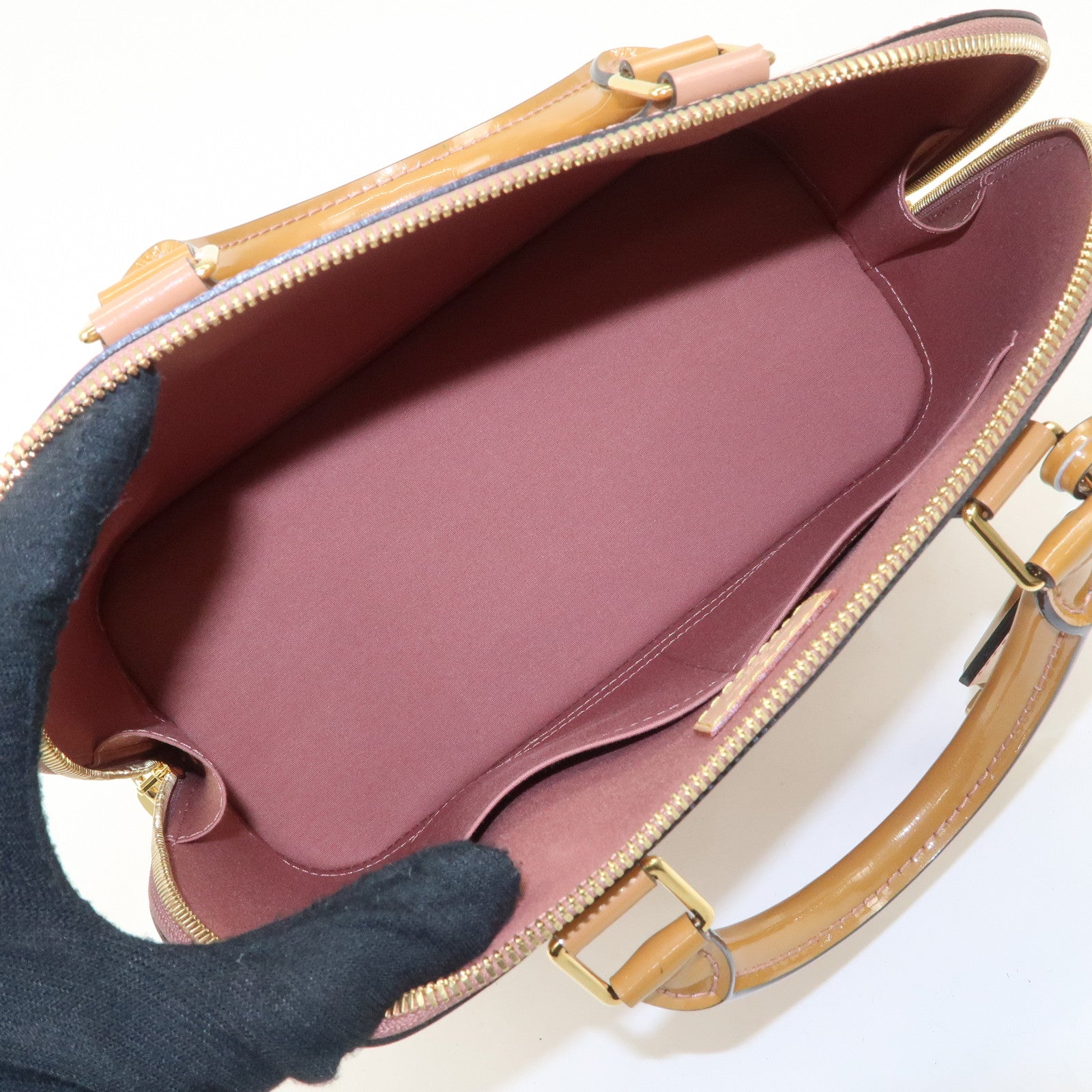 Louis Vuitton Monogram Vernis Alma PM Hand Bag Rose Velours M91583