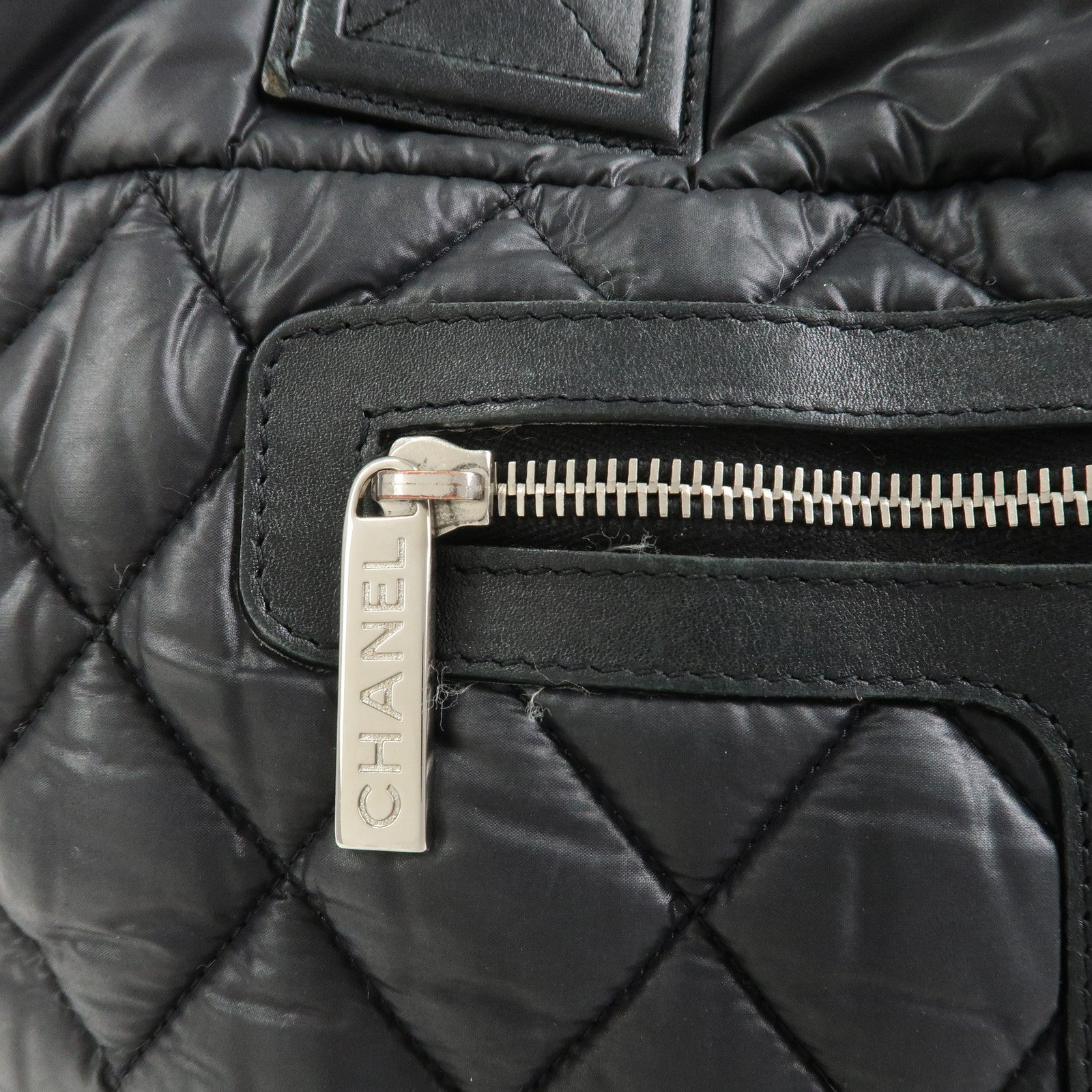 CHANEL COCO Cocoon PM Nylon Calf Leather Tote Bag Black A48610