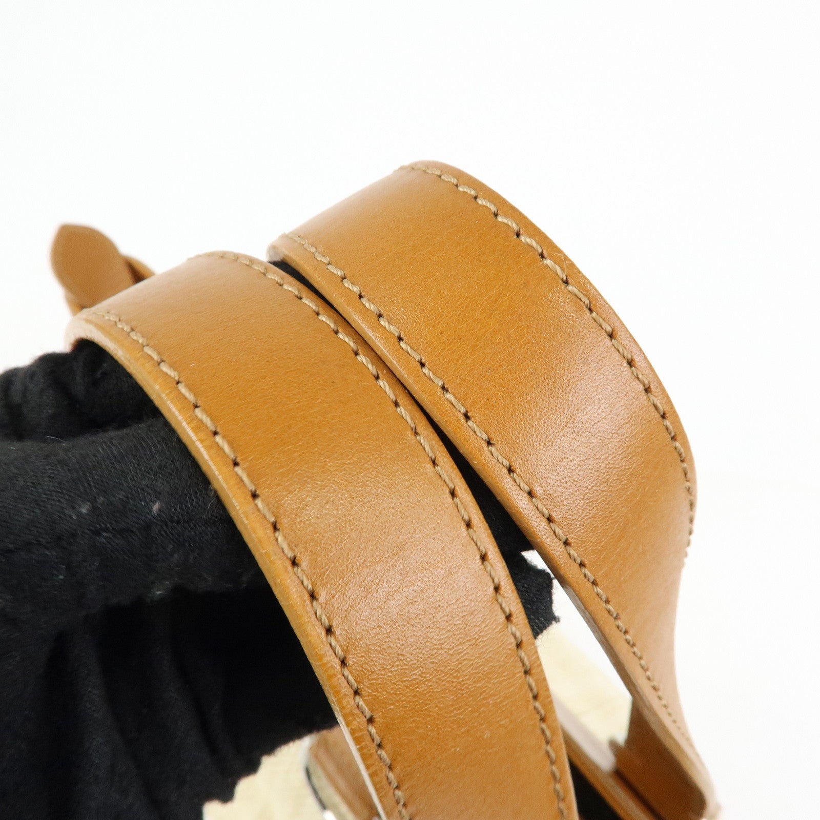 BURBERRY Straw Canvas Leather Tote Bag Shoulder Bag Natural Brown
