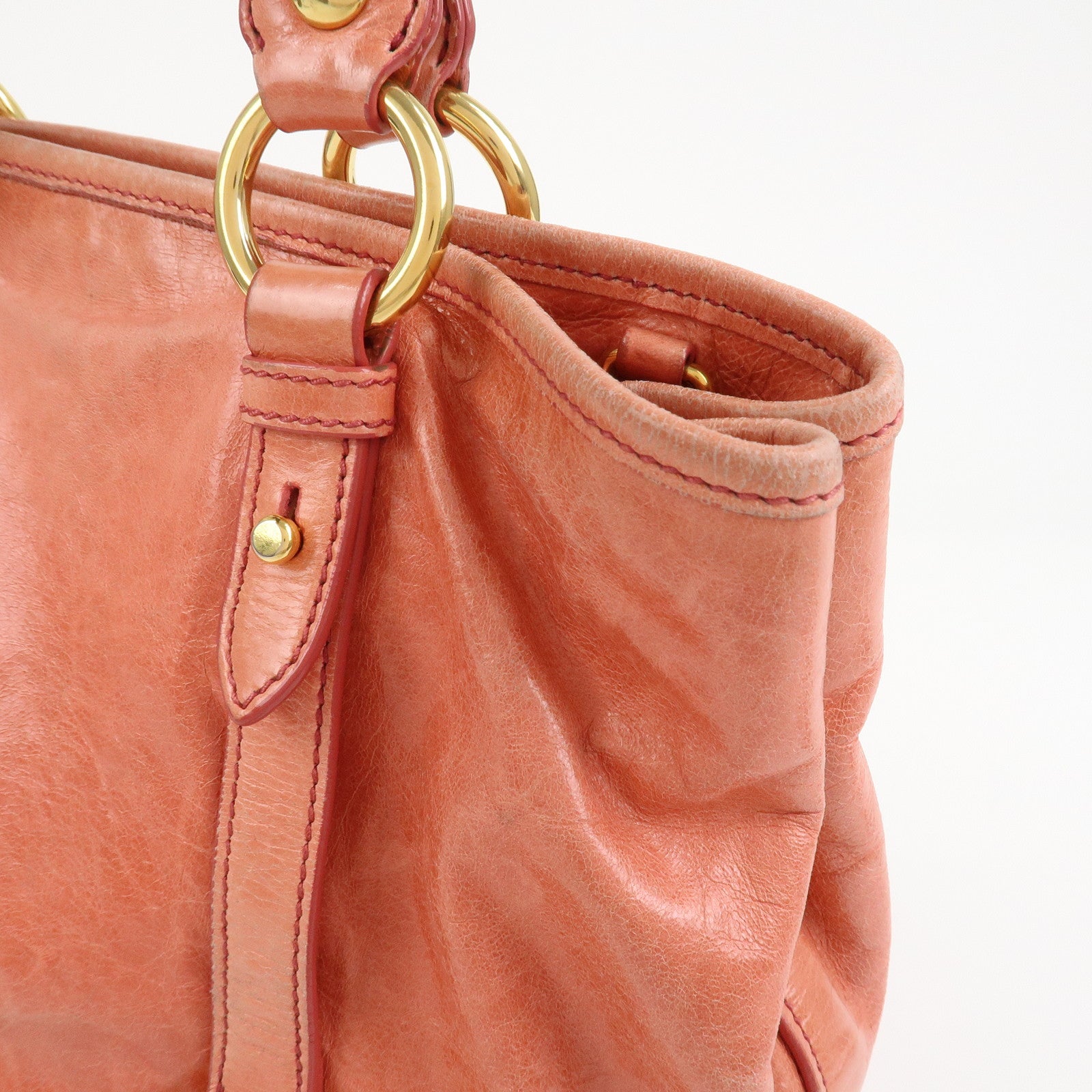 MIU MIU Leather 2Way Bag Hand Bag Shoulder Bag Crossbody Bag Pink