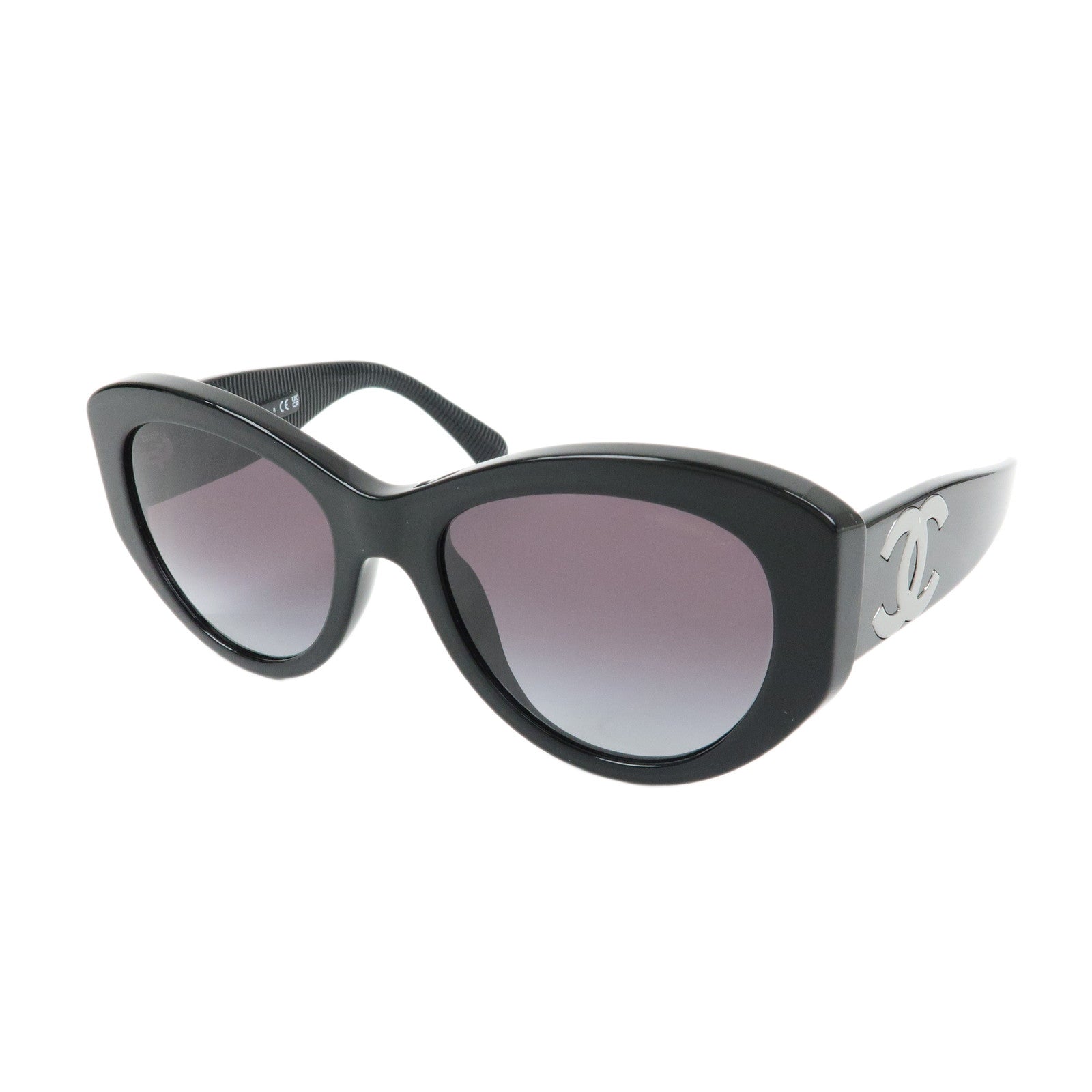CHANEL COCO Mark Plastic Butterfly Sunglasses 54□19 Black 5492-A