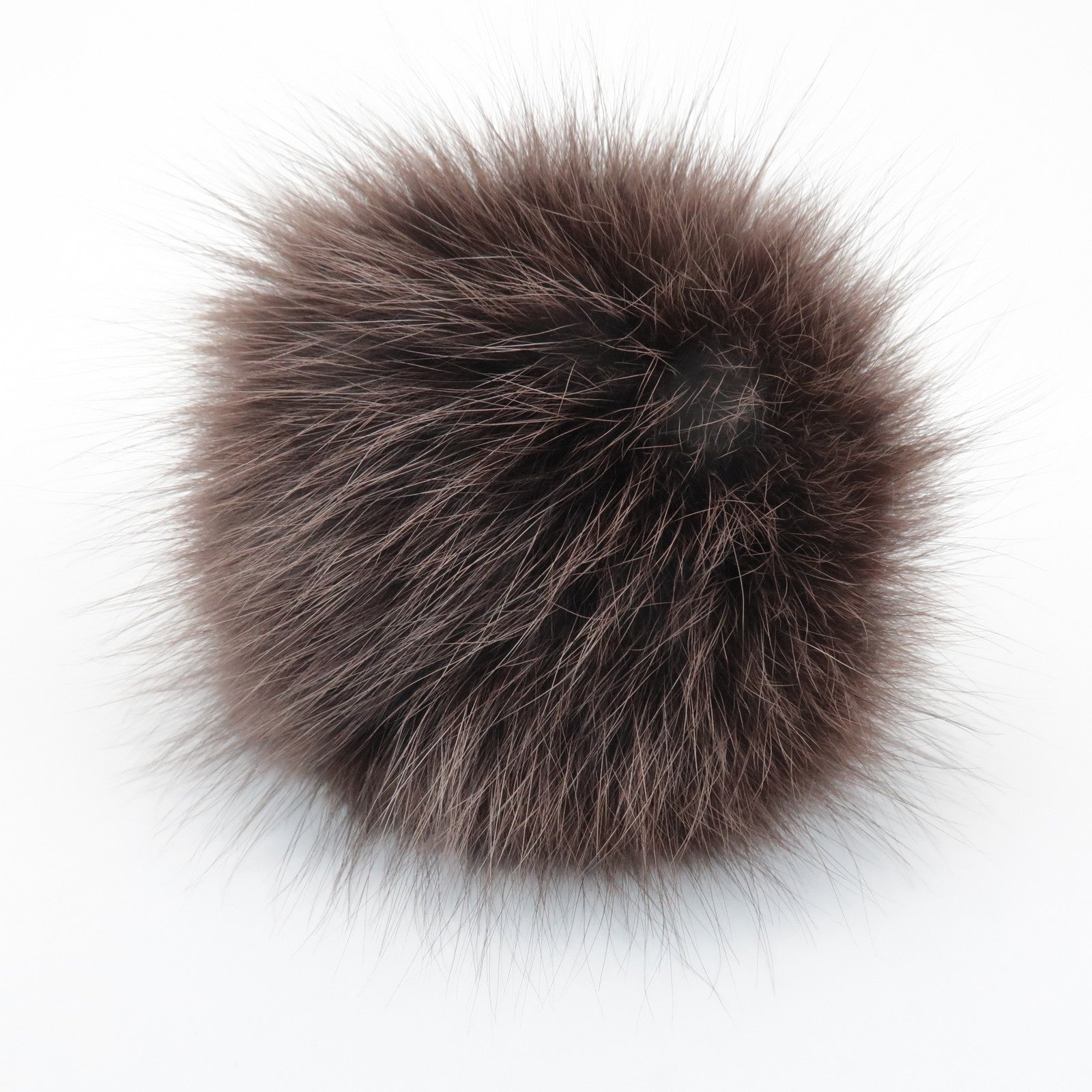 FENDI Fur Pom Pom Bag Charm Key Chain Brown Used