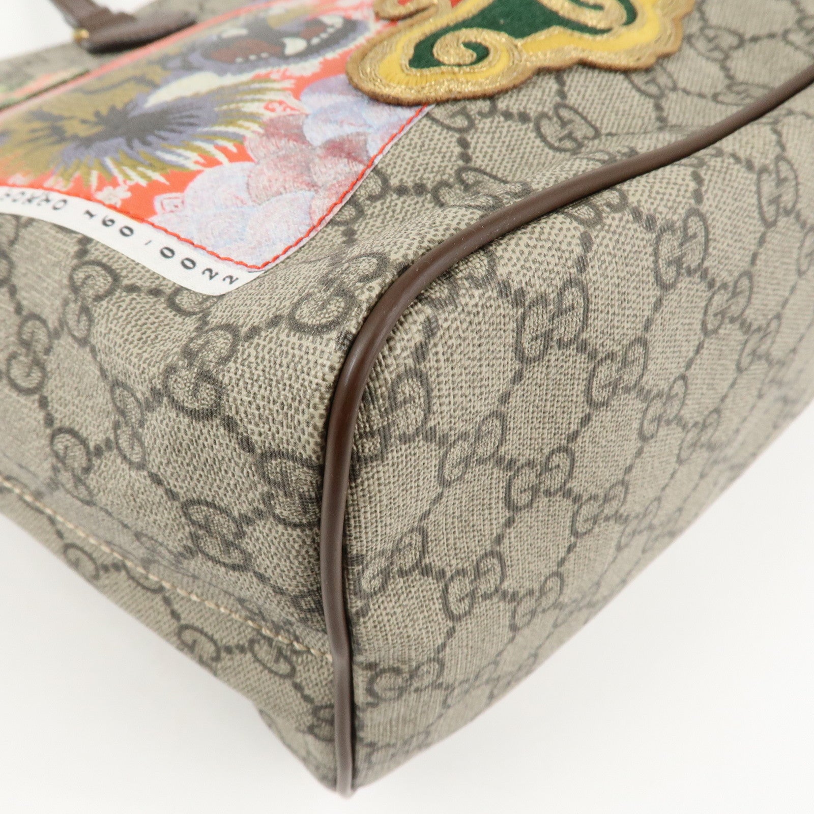 GUCCI GG Supreme Canvas Leather 2WAY Tote Bag Beige Brown 474085 Used