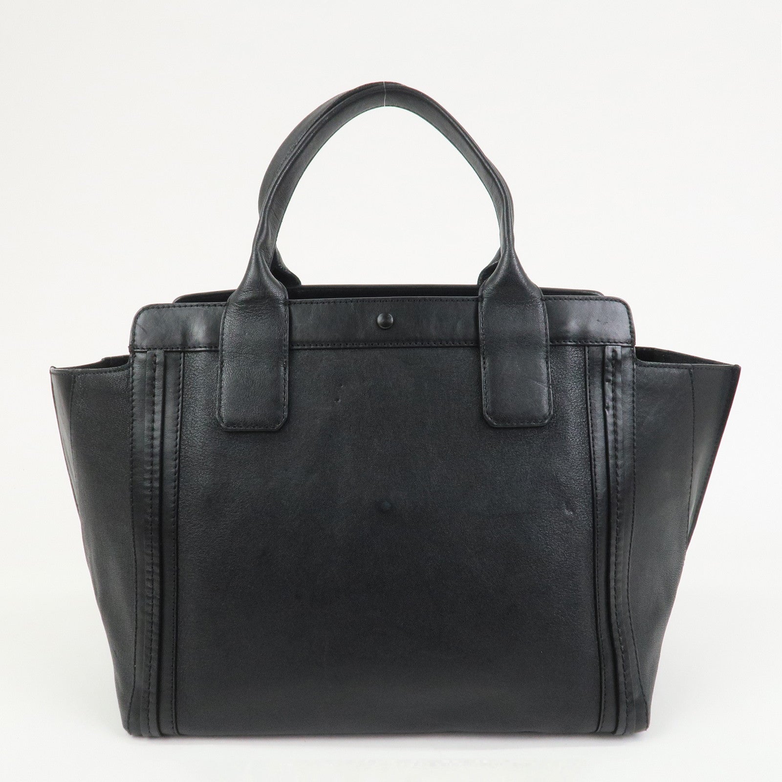 Chloe Alison Unborn Calf Leather Dalmatian Tote Bag Black Ivory