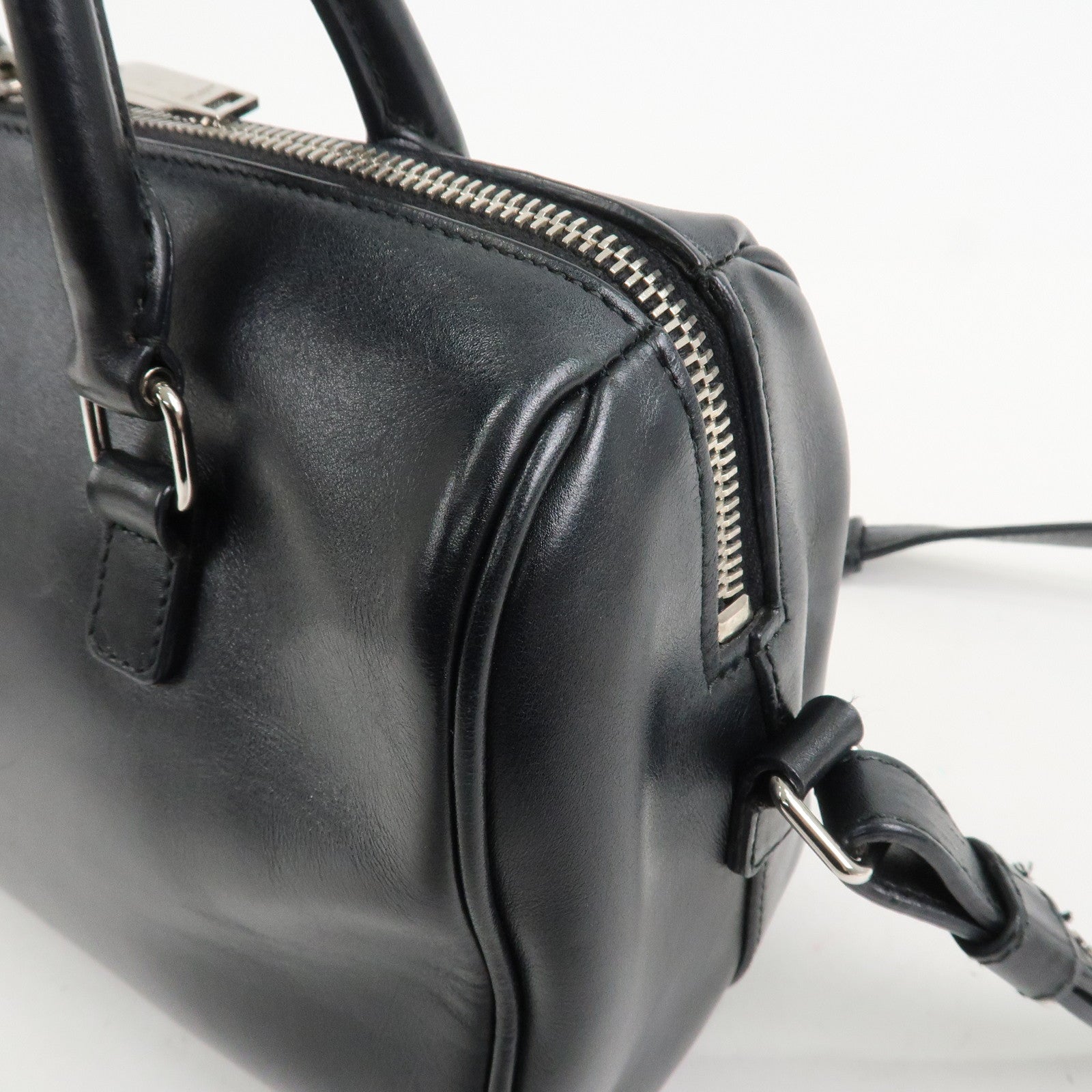 SAINT LAURENT PARIS Baby Duffle Leather 2Way Bag Hand Bag 332423