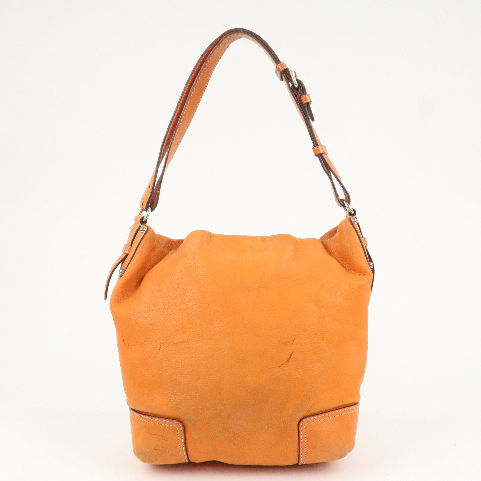 LOEWE Anagram Logo Leather Shoulder Bag Hand Bag Orange