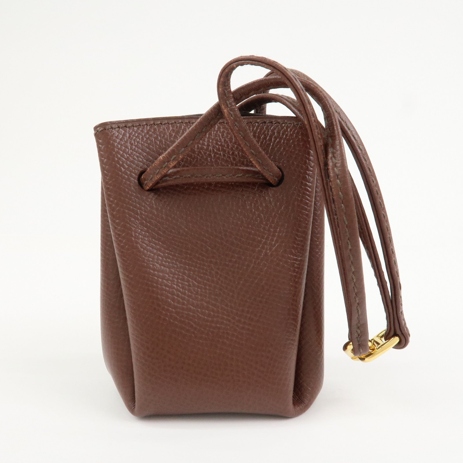 HERMES Vespa Courchevel Calf Leather □A Stamped Pouch Hand Bag