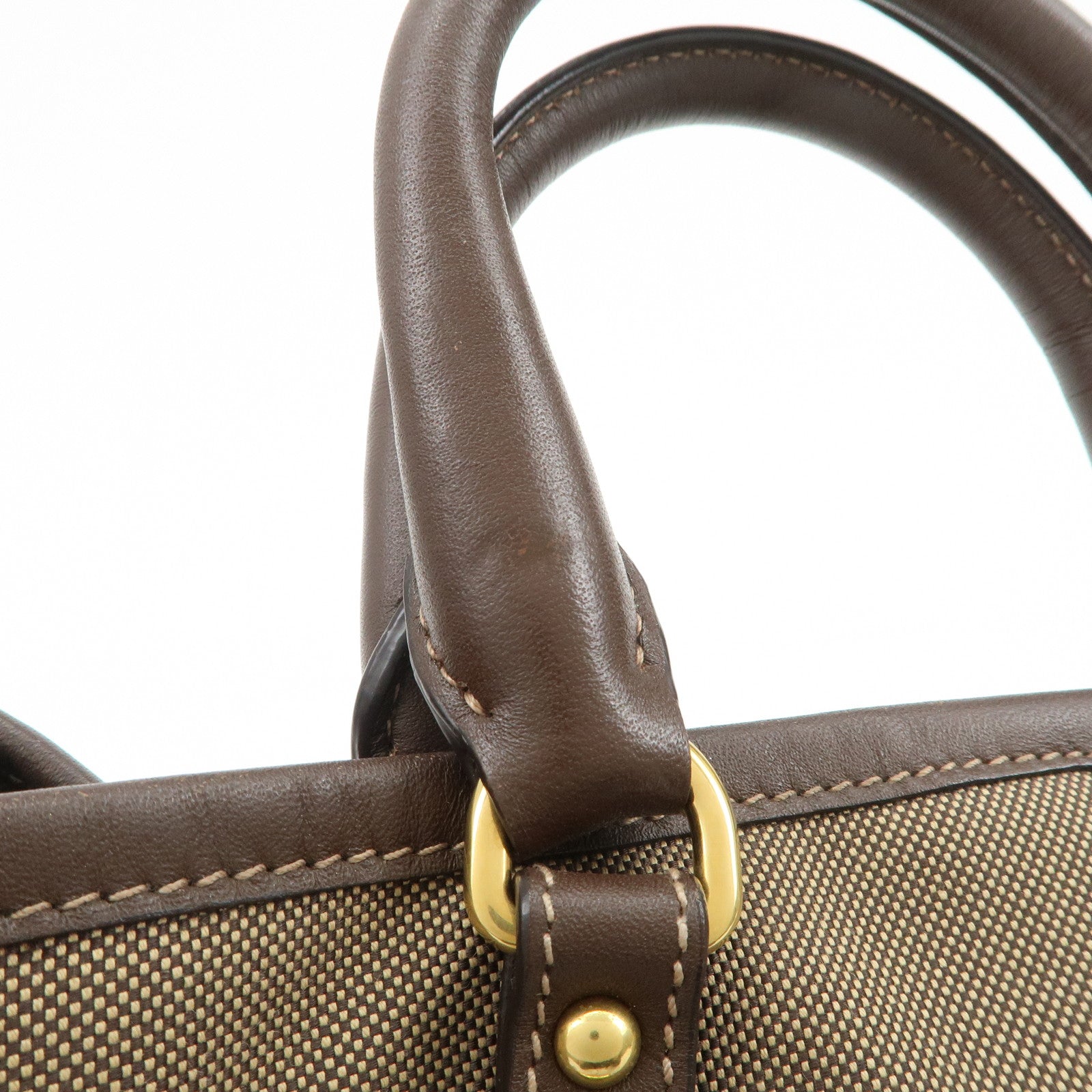 PRADA Jaguard Canvas Leather 2Way Tote Bag Shoulder Bag BN1841