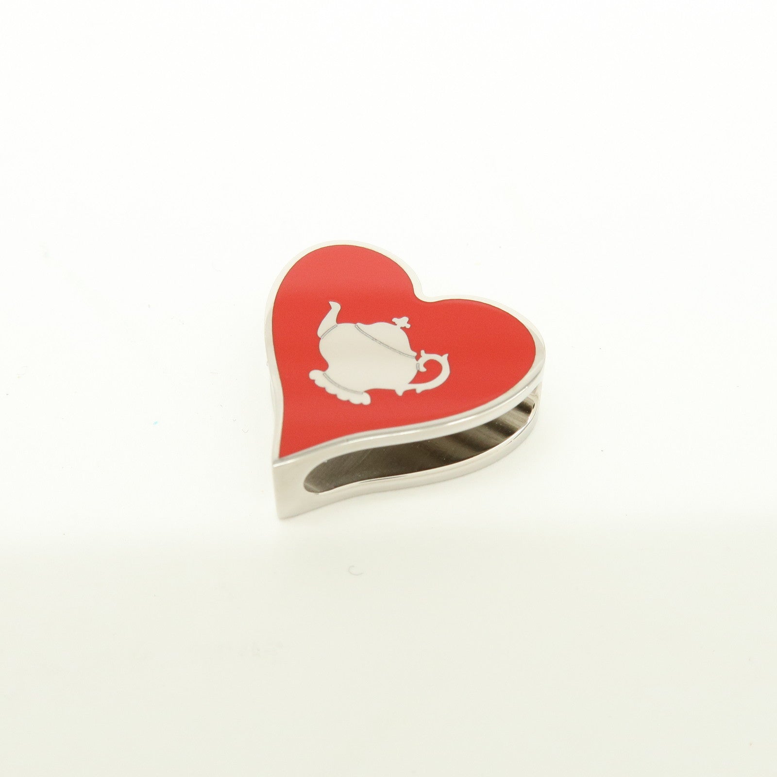 HERMES Metal Tea Time Twilly Ring Scarf Ring Red Silver