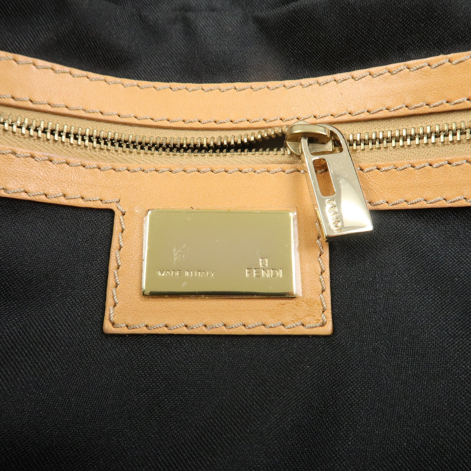 FENDI Zucchino Canvas Leather Mini Boston Bag Hand Bag Black 8BL007