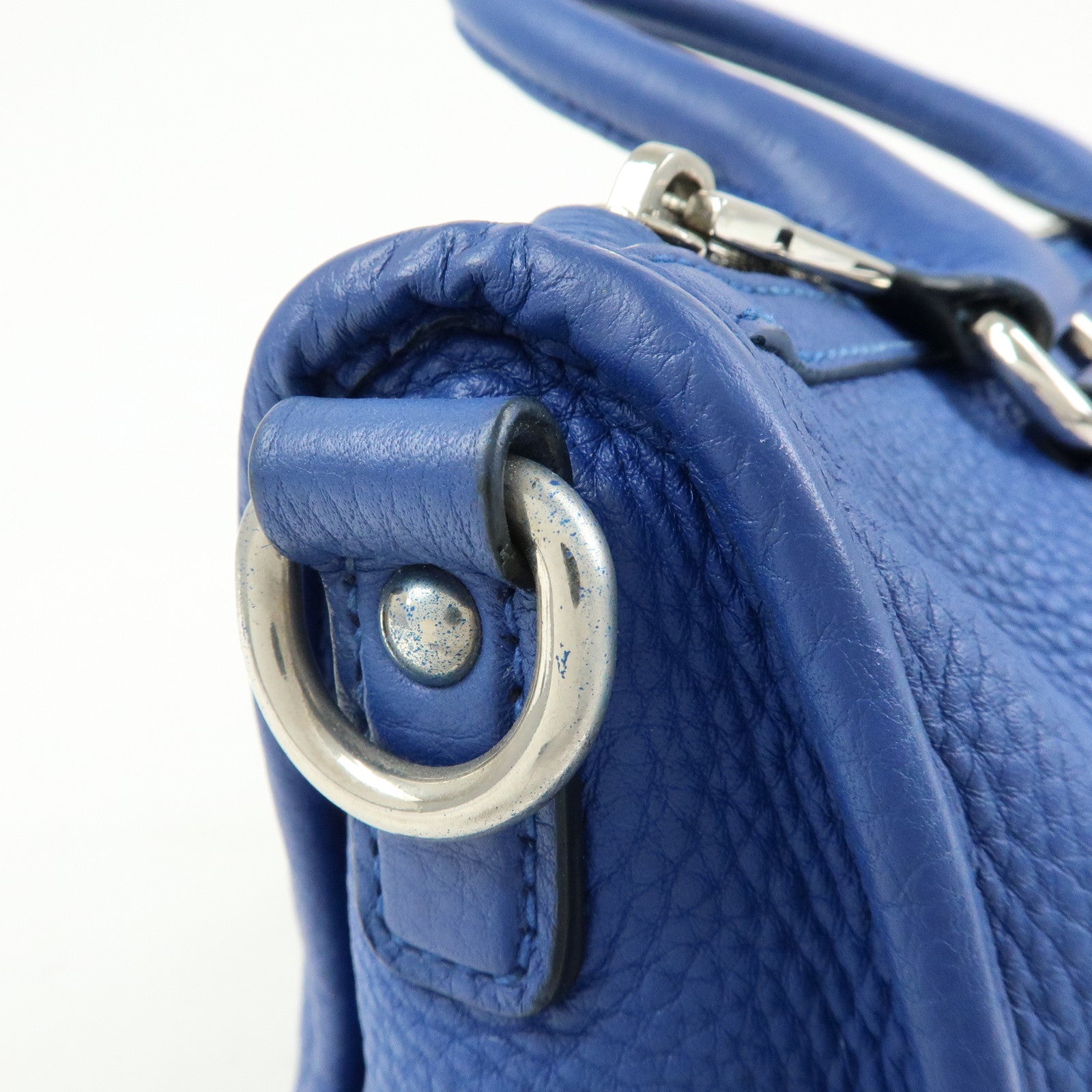 PRADA Leather 2Way Bag Hand Bag Shoulder Bag Blue BL0805