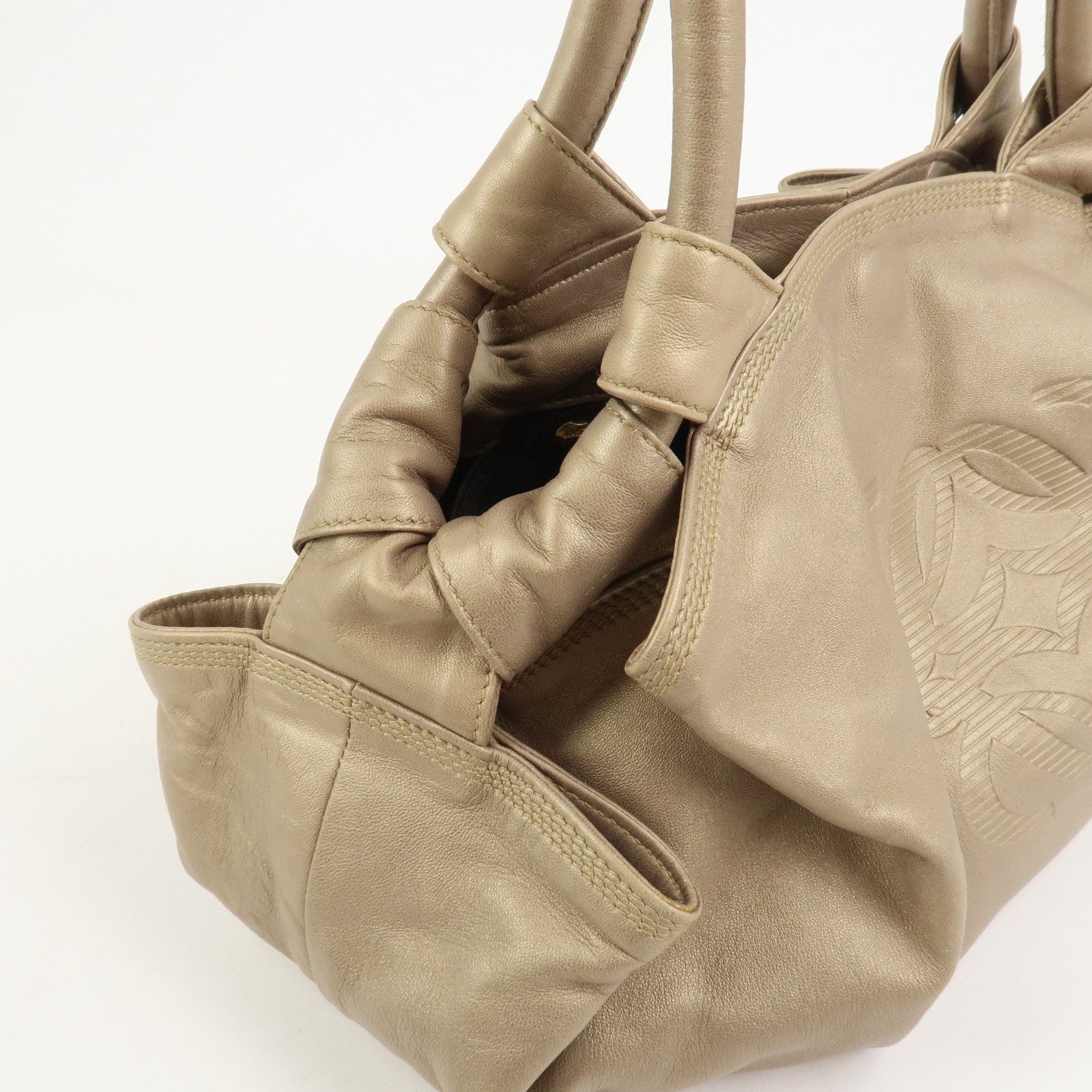 LOEWE Anagram Nappa Aire Leather Hand Bag Shoulder Bag Gold