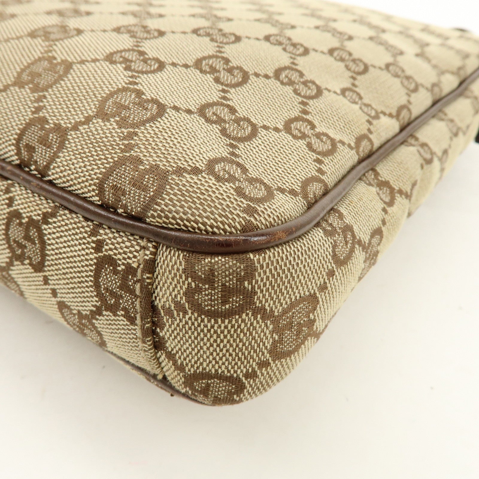 GUCCI GG Canvas Leather Shoulder Bag Crossbody Bag Brown 92551