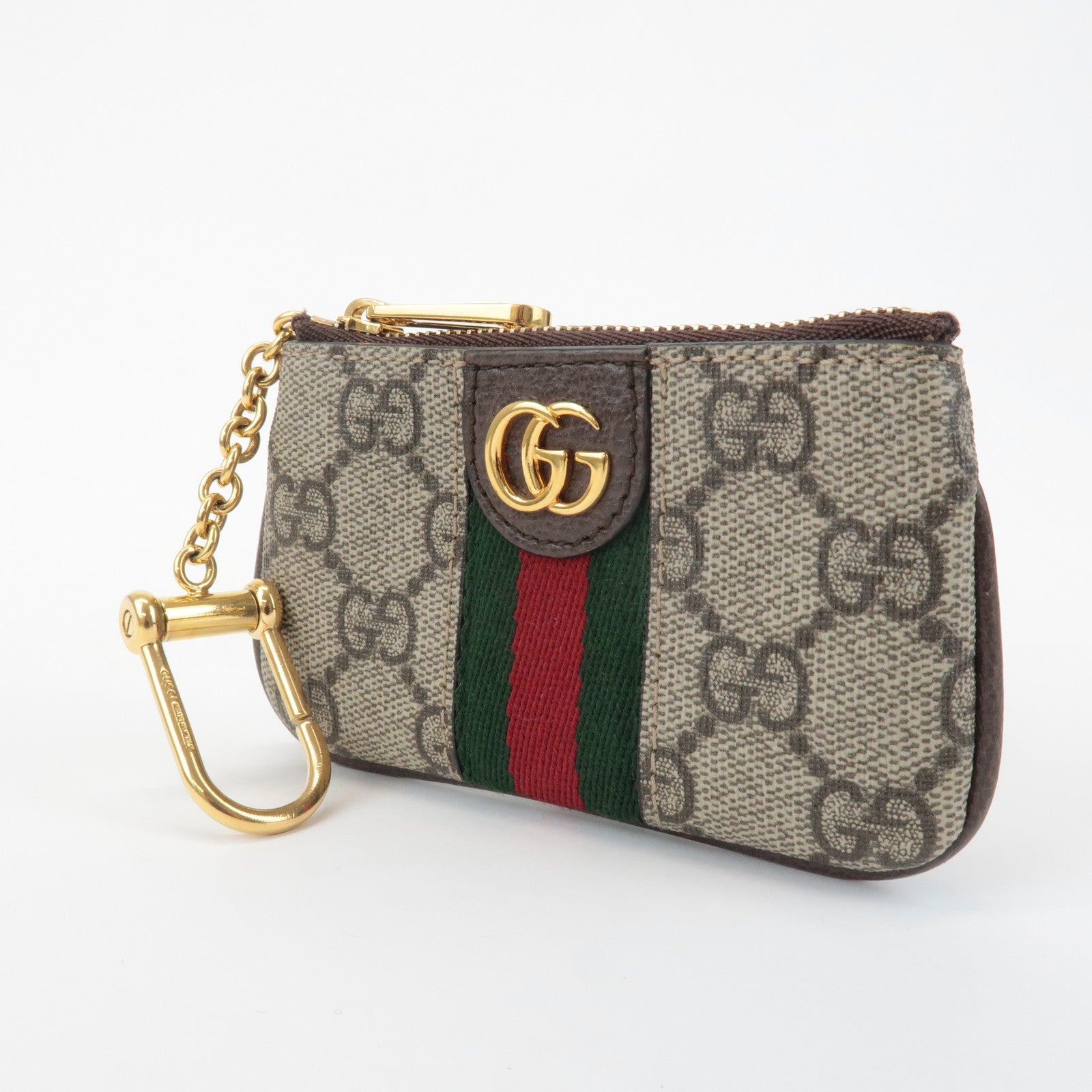 GUCCI Ophidia Sherry GG Supreme Leather Coin Case Key Pouch 671722 Used