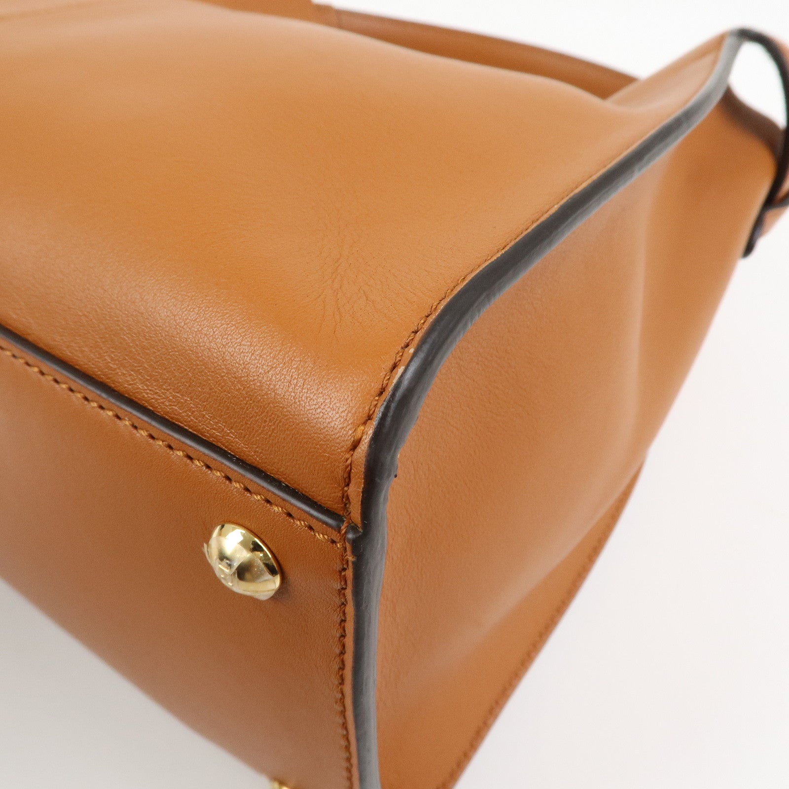 FENDI Peekaboo X Lite Leather 2Way Bag Shoulder Bag Brown 8BN310