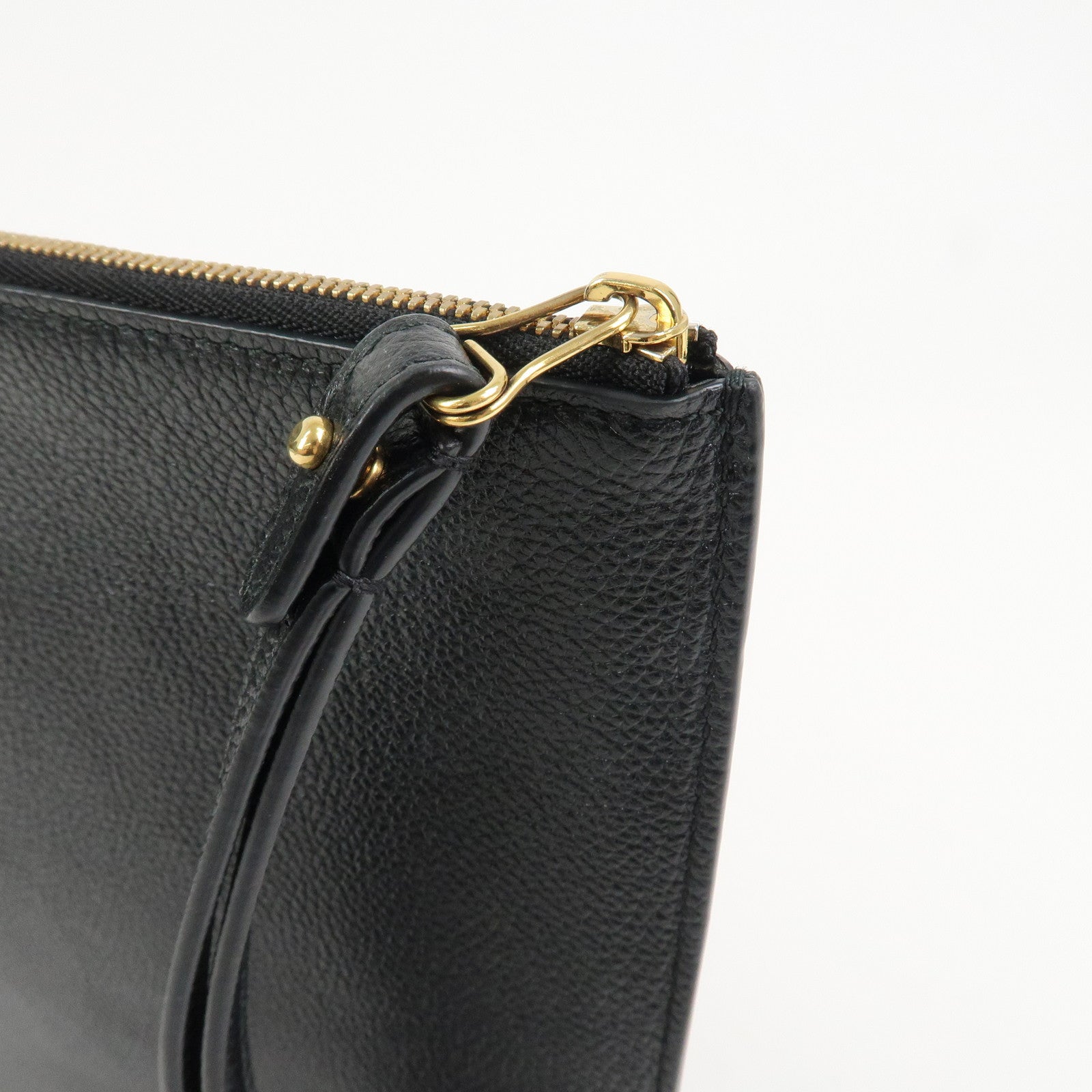 BALENCIAGA Everyday Leather Clutch Bag Flat Pouch Black 655605
