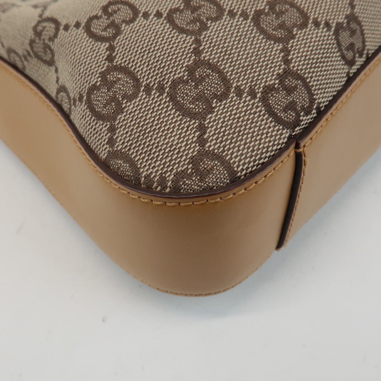 GUCCI GG Canvas Leather Shoulder Bag Hand Bag Beige 001.3812 Used