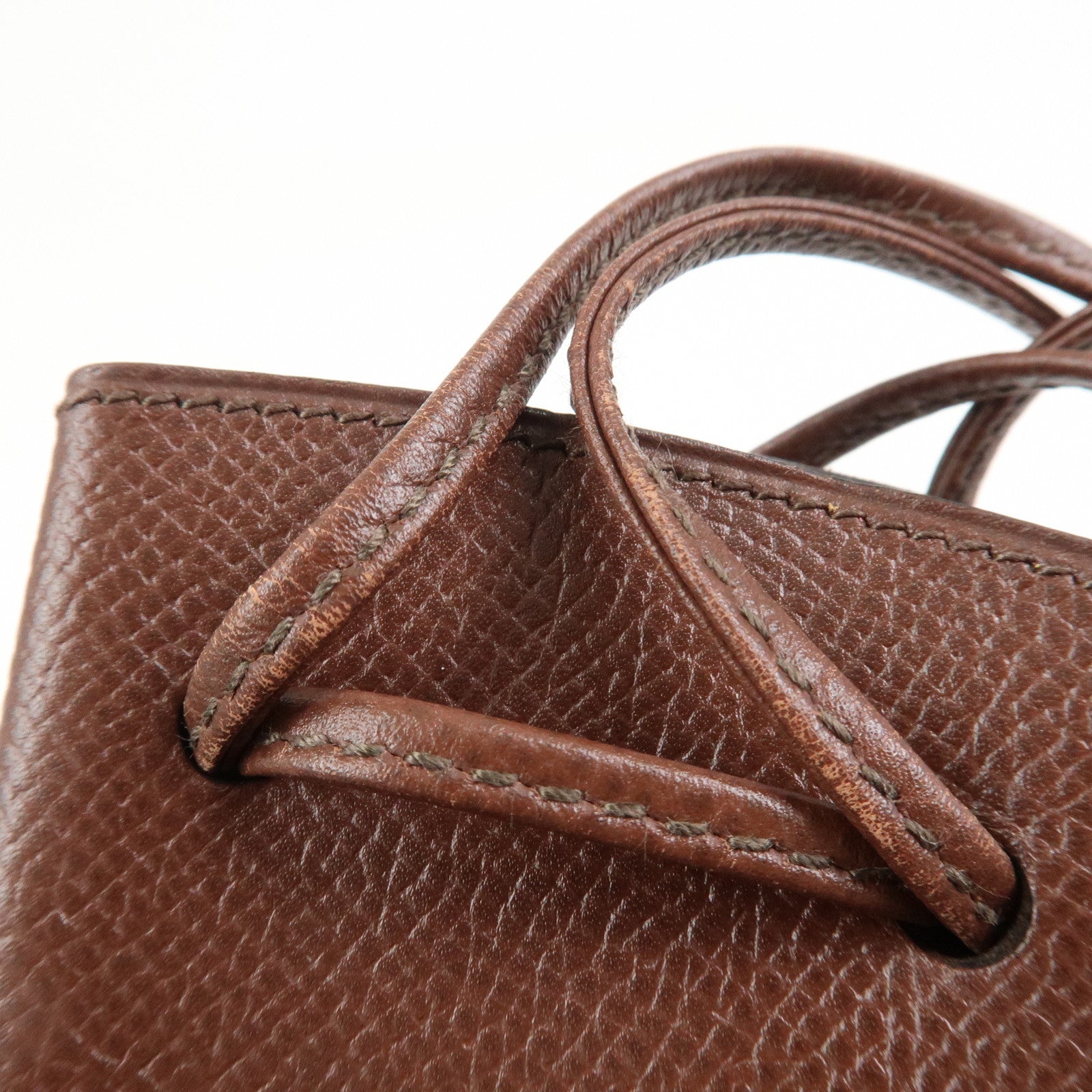 HERMES Vespa Courchevel Calf Leather □A Stamped Pouch Hand Bag