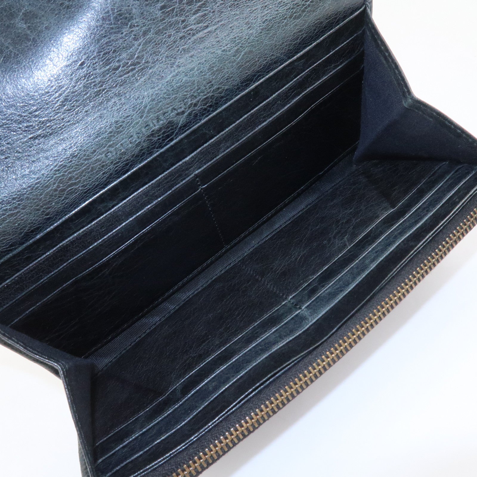 BALENCIAGA Logo Leather Bi-Fold Long Wallet Black