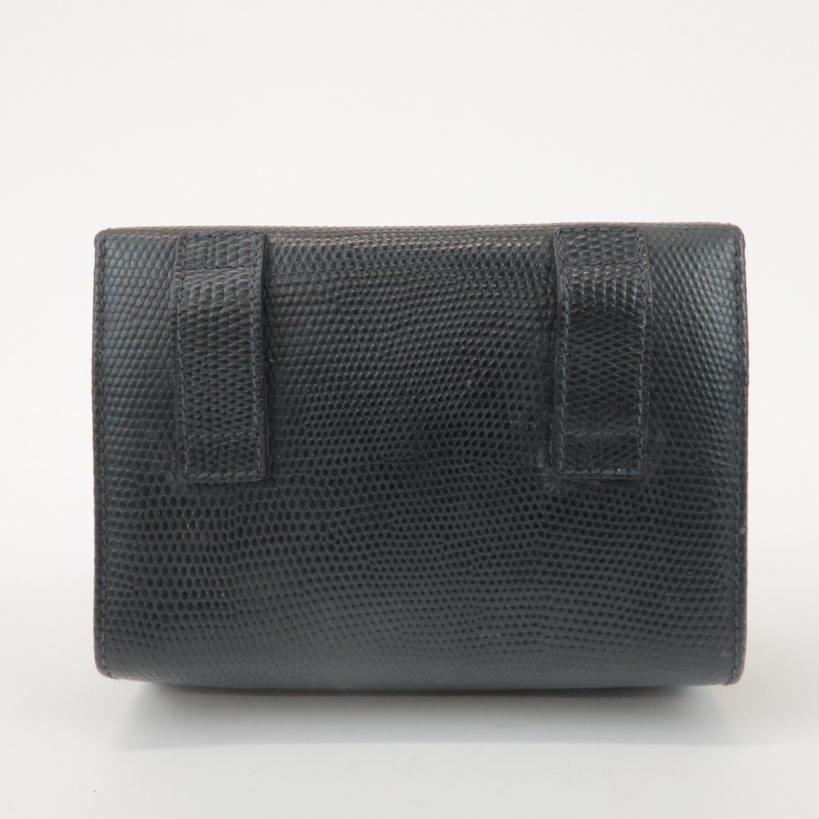 Ferragamo Vara Ribbon Embossed Leather Chain Shoulder Bag Navy